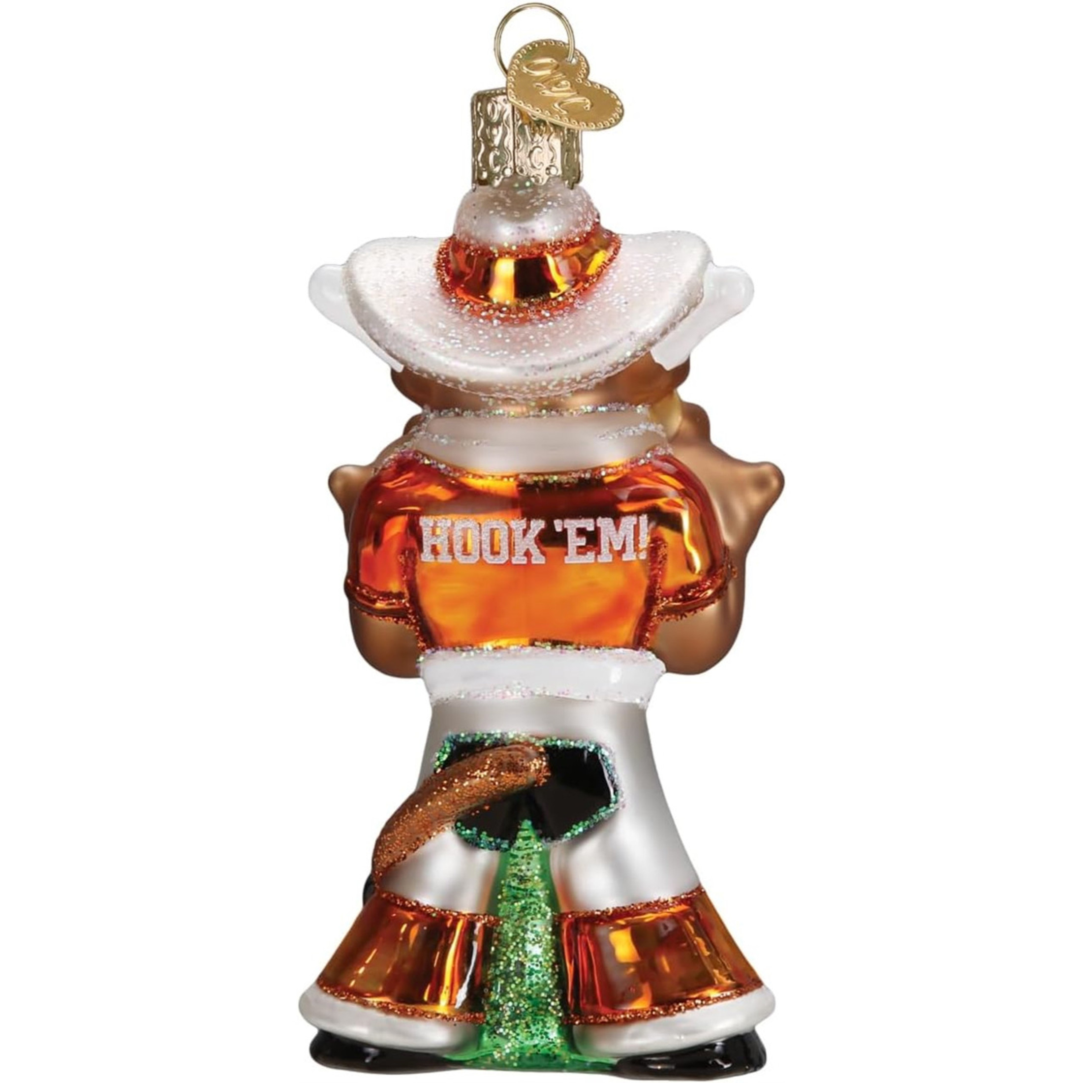 Old World Christmas Texas Bevo Longhorn Blown Glass Holiday Ornament
