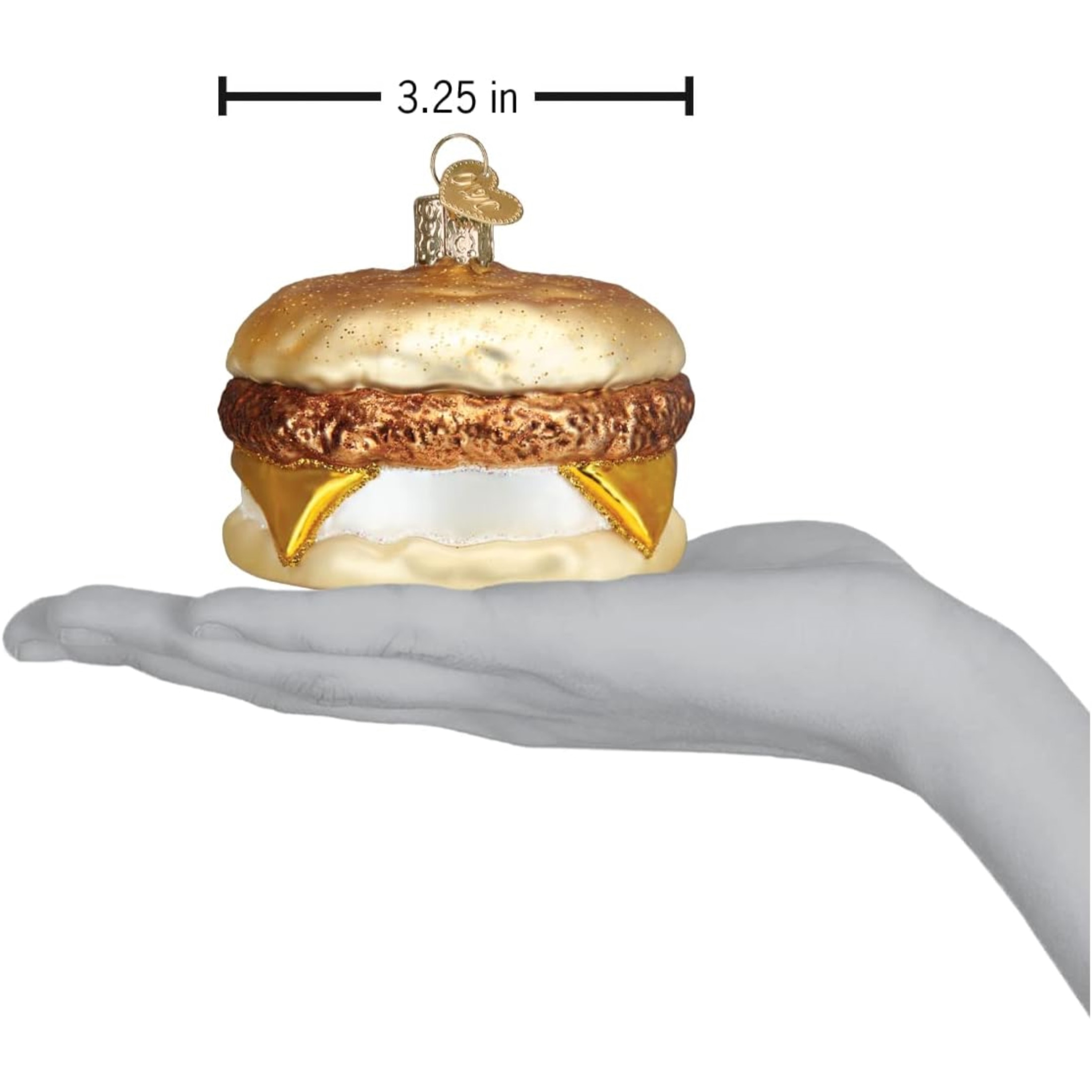 Old World Christmas Glass Blown Holiday Ornament, Breakfast Sandwich (With OWC Gift Box)
