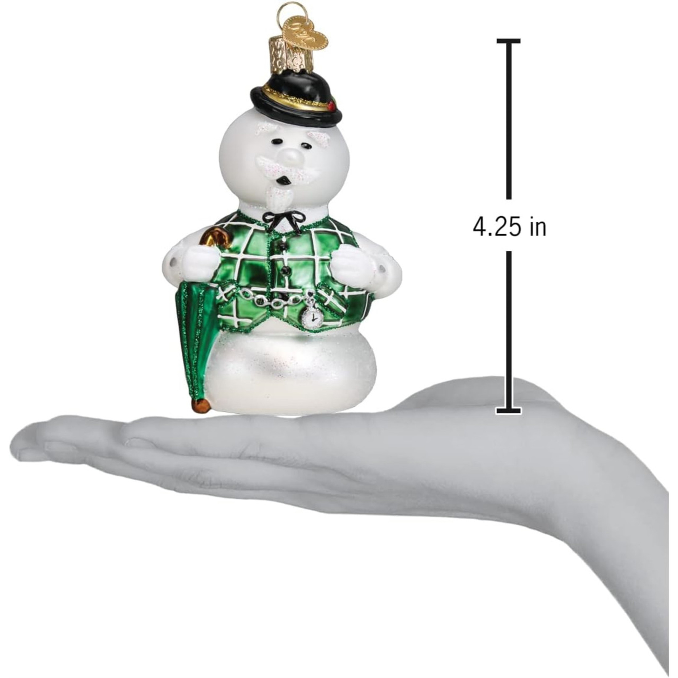 Old World Christmas Glass Blown Holiday Ornament, Sam The Snowman (With OWC Gift Box)