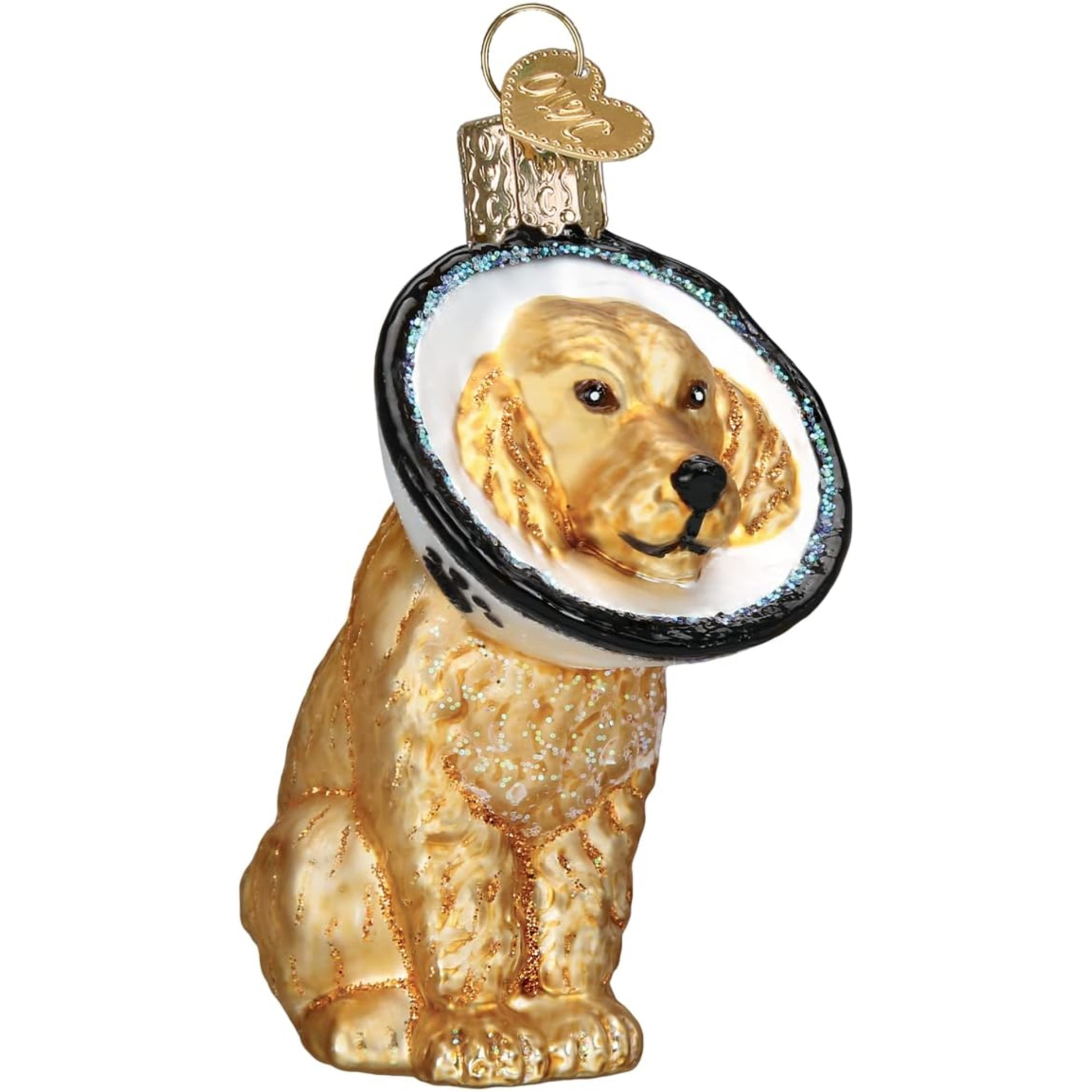 Old World Christmas Glass Blown Ornament for Christmas Tree, Cone of Shame Dog