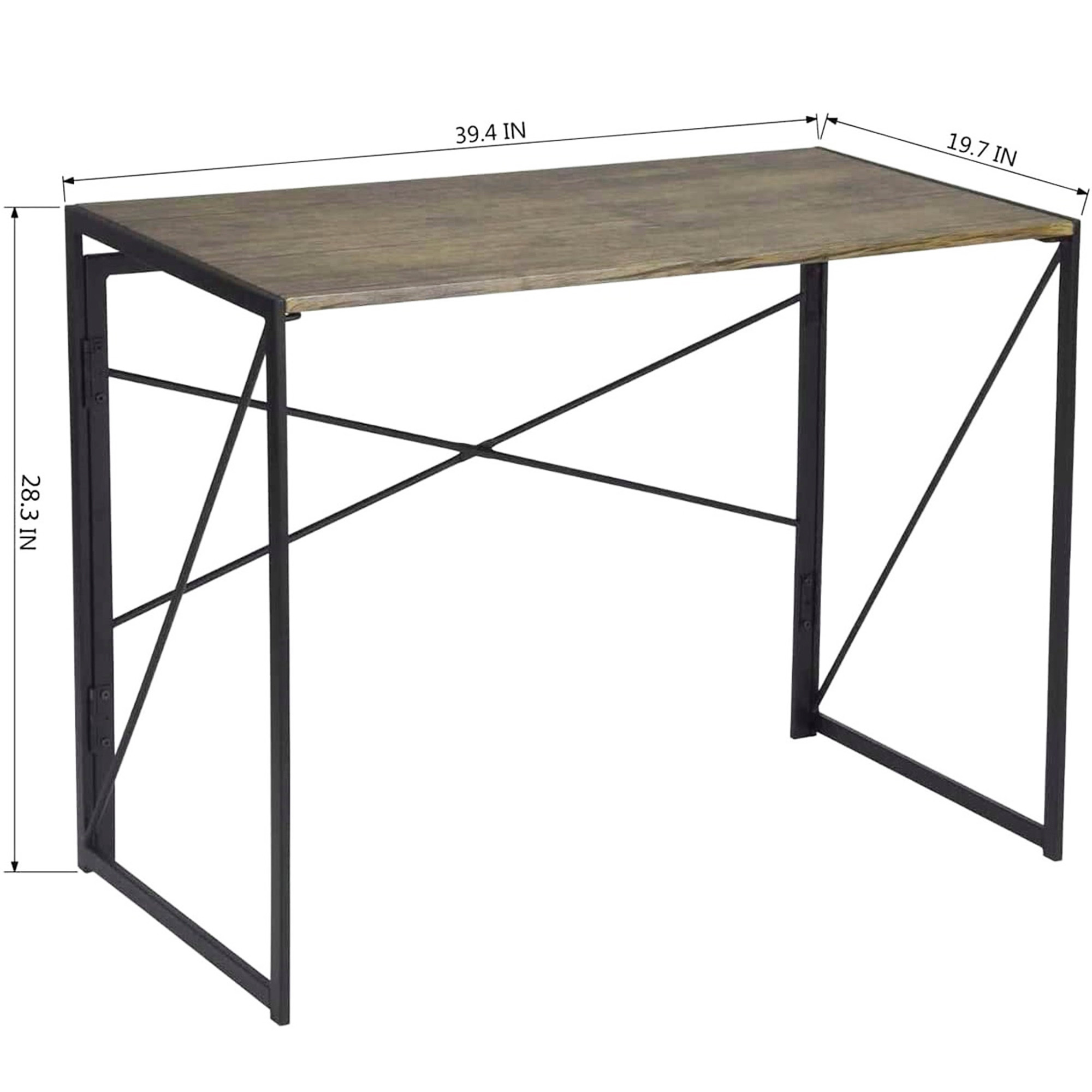 Interior Elements Folding Computer Desk – Small Space Home Office Desk in Light Brown Oak, 39"