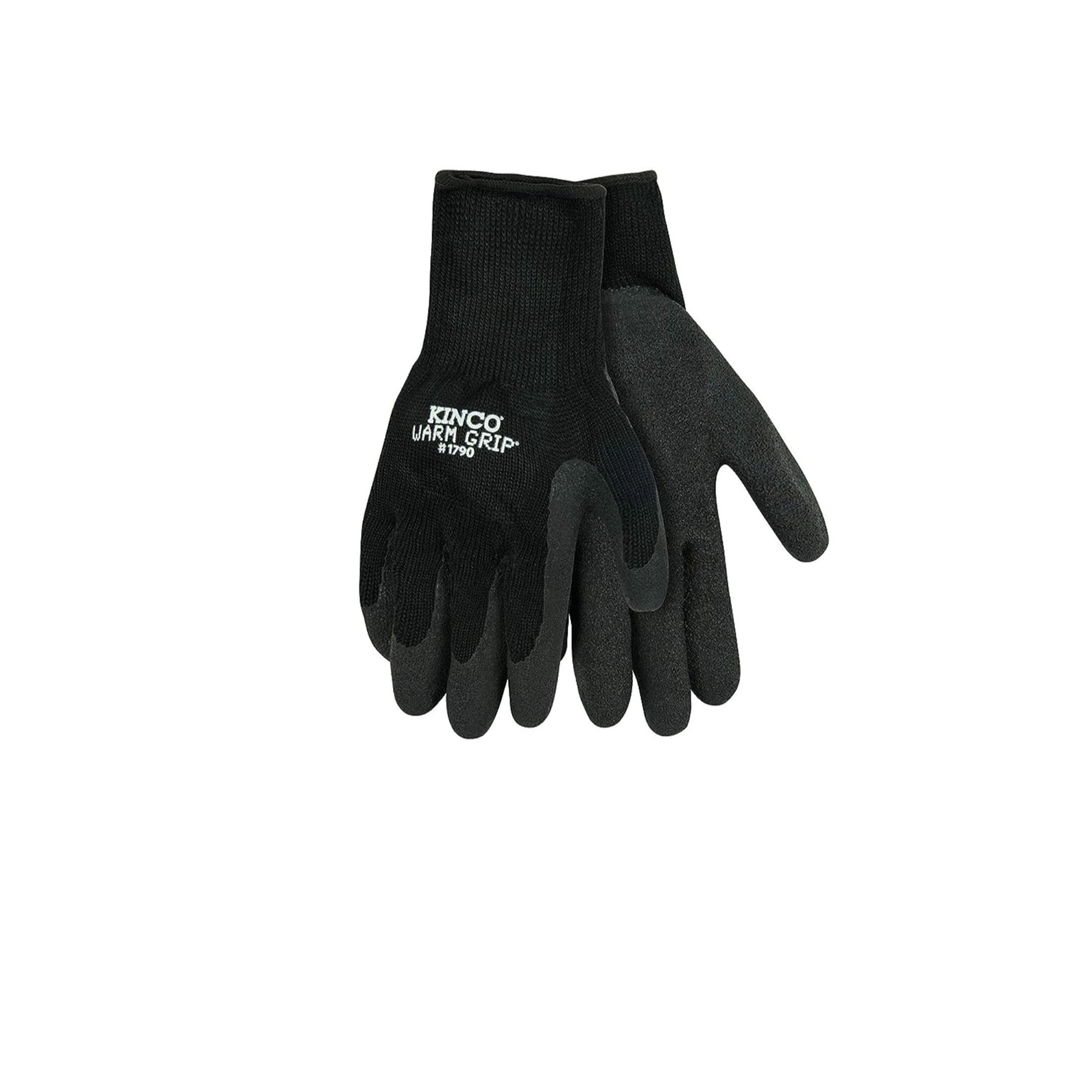 Kinco Thermal Knit Shell & Latex Palm Work Gloves, Black/Gray, XL Kinco Thermal Knit Shell & Latex Palm Work Gloves, Black/Gray, XL