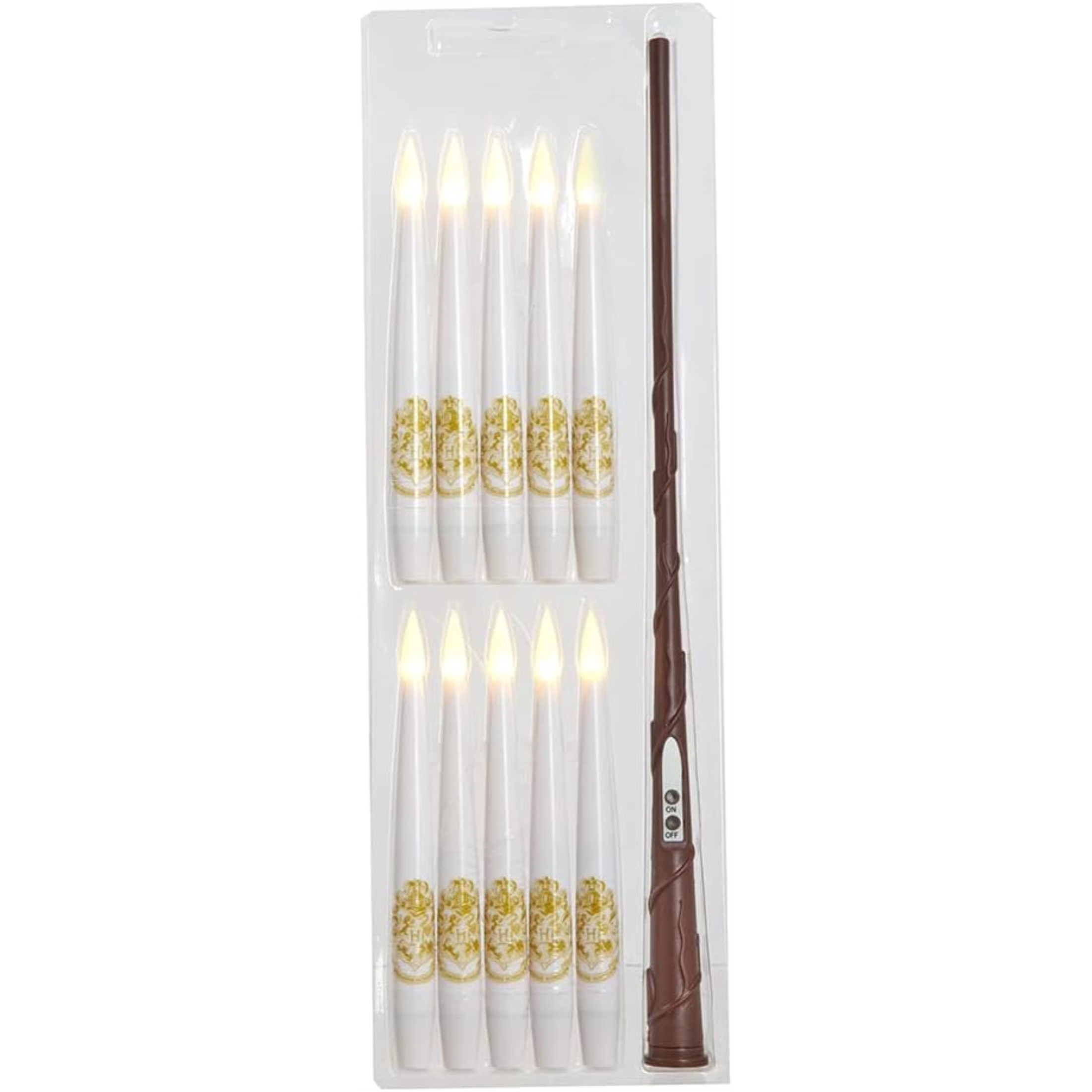 Kurt Adler Harry Potter 10 Floating Candles with Wand Remote Set Lights, White