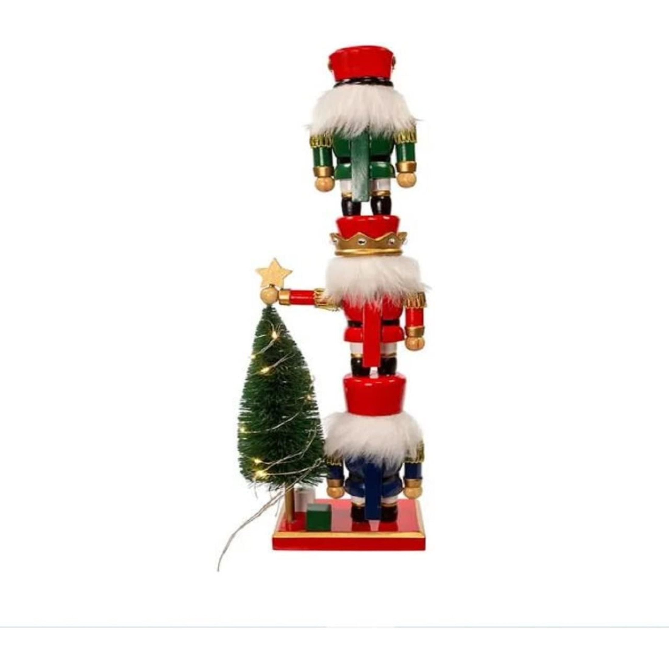 Kurt Adler Battery Operated Nutcracker Christmas Decoration with Light Up Tree, 18"