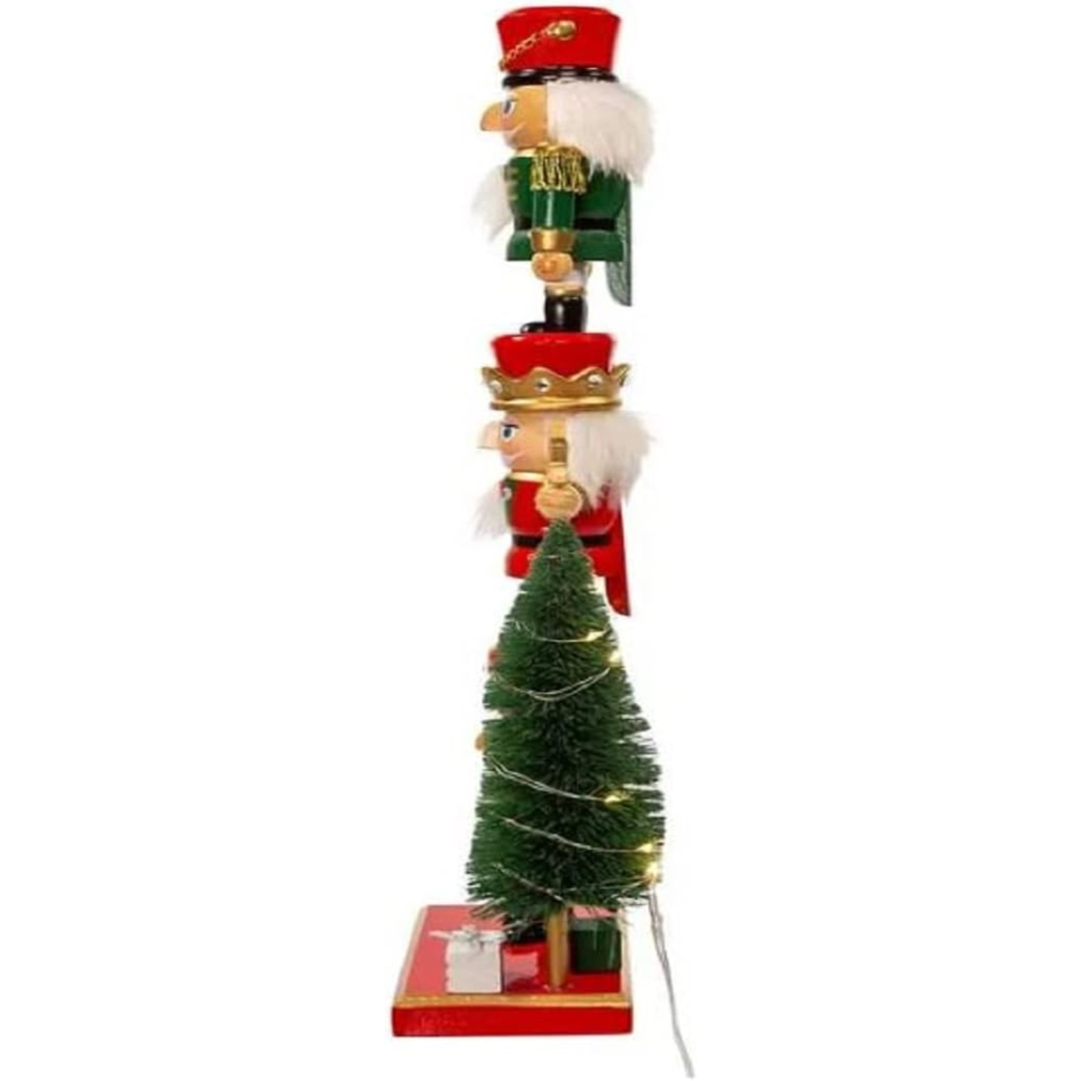 Kurt Adler Battery Operated Nutcracker Christmas Decoration with Light Up Tree, 18"
