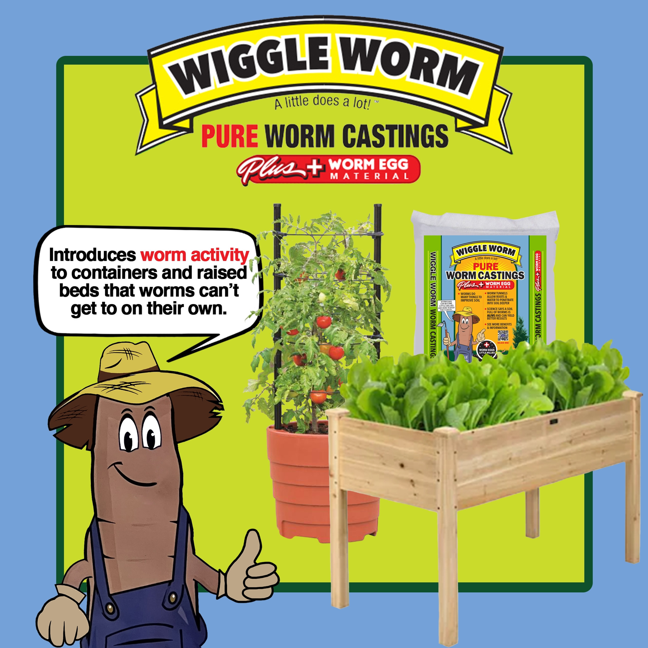 WIGGLE WORM Soil Builder Worm Egg Material Raised Bed Mix For Gardening/Planting, 40 Pound Bag (2 Pack)