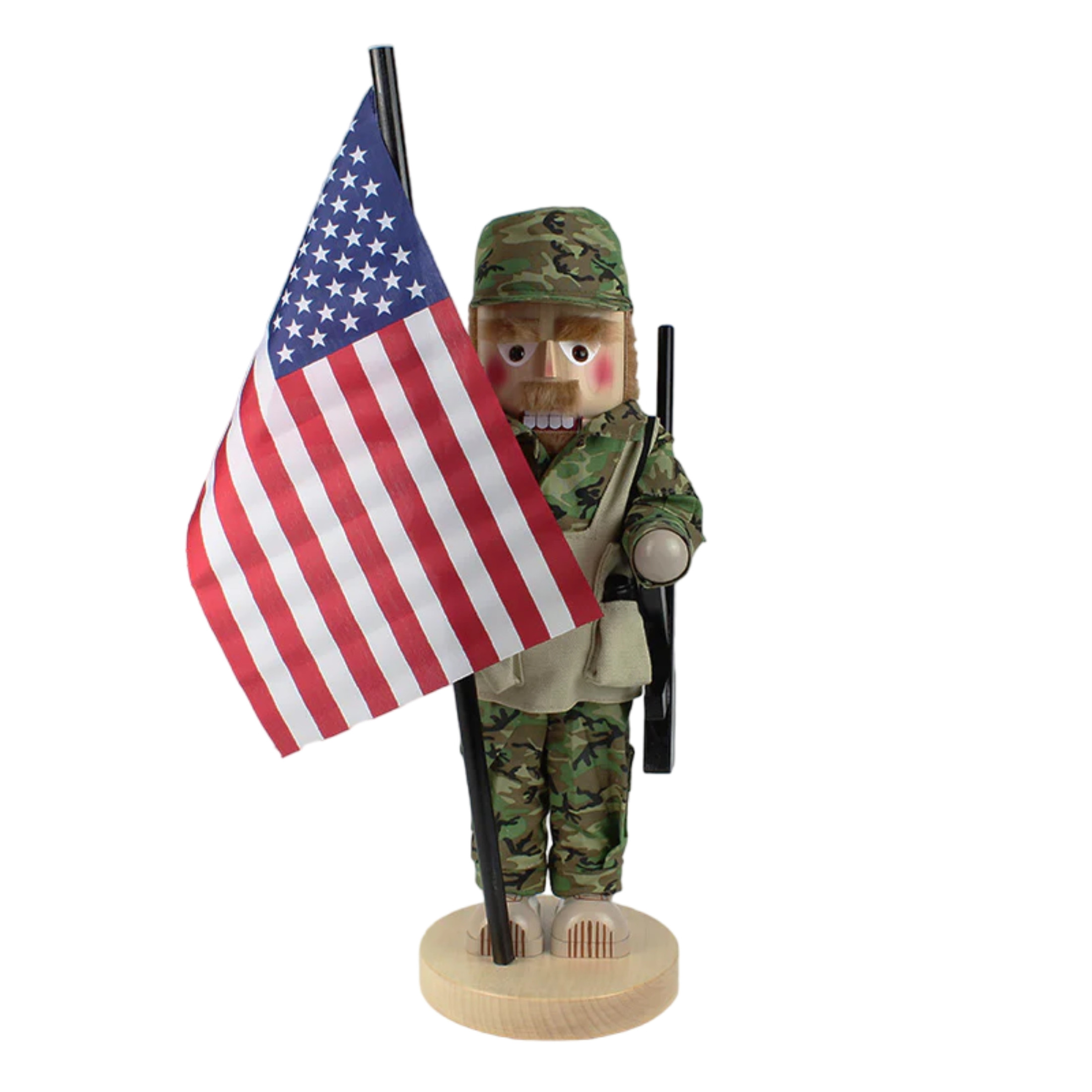 Steinbach Wooden Big Nutcracker For Christmas Decoration From Germany, U.S. Army Soldier, 17.25"