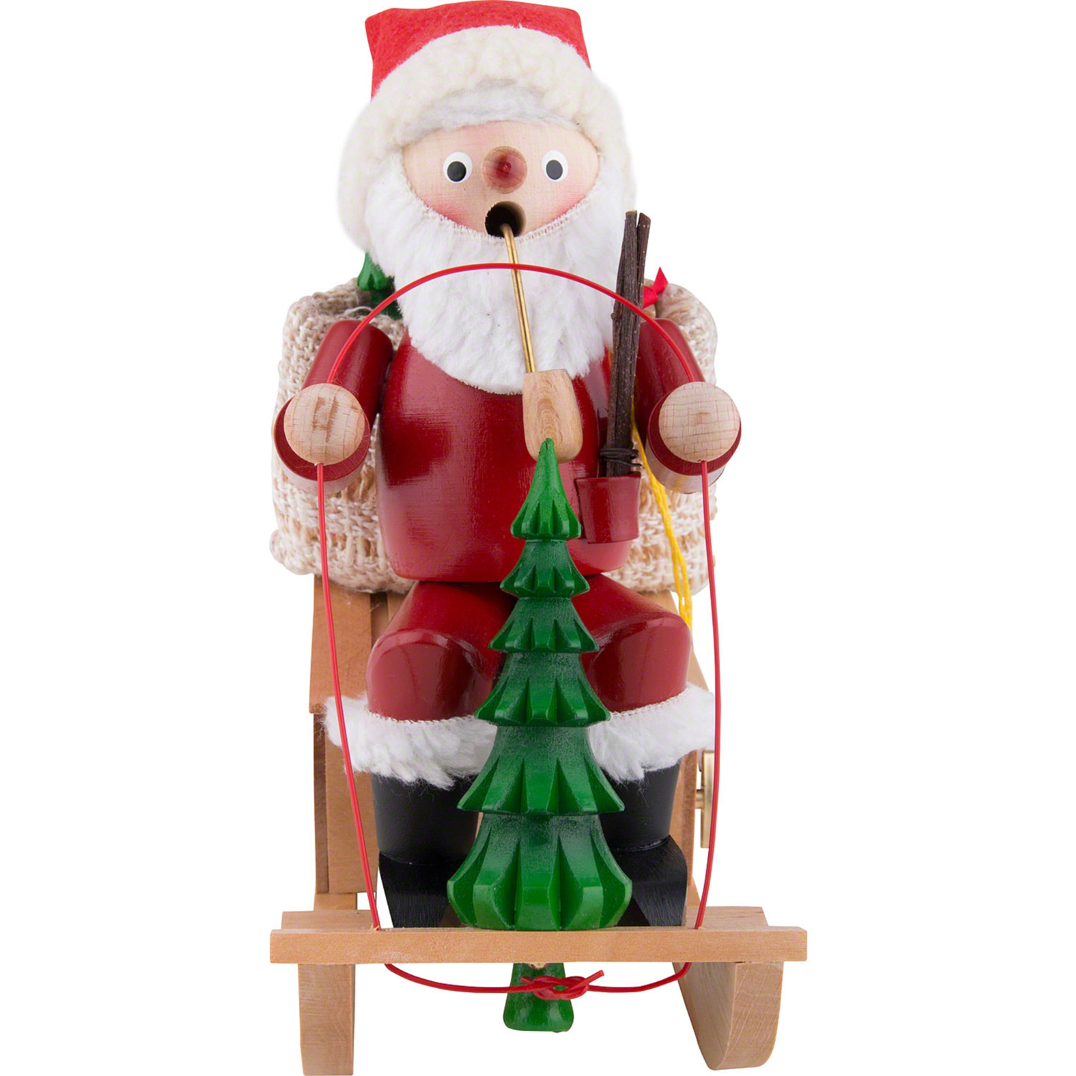 Steinbach Wooden Musical Incense Burning Smoker, Nico With Sleigh, 10"