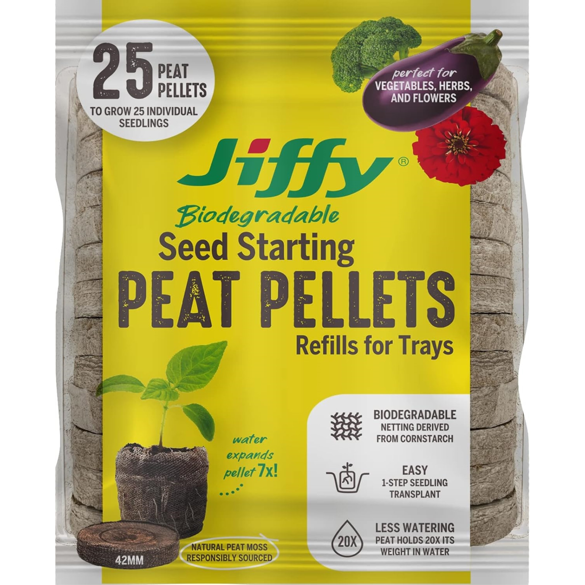 Jiffy Seed 42mm Expanding Seed Starting Pellet Refills for Trays