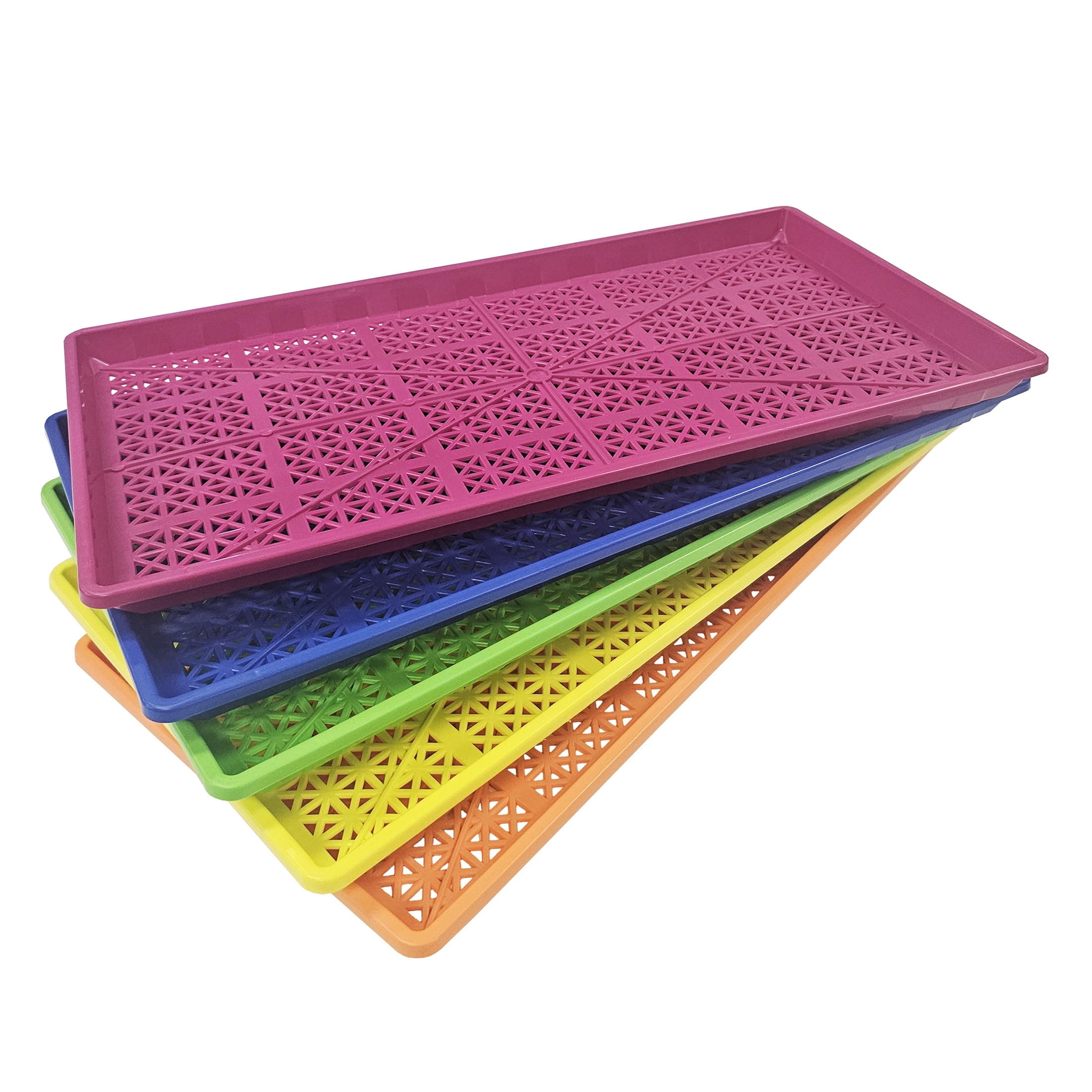 SUNPACK 10 x 20 Heavy Duty Mesh Plastic Seeding Tray, Assorted Colors, 2.3" (Pack of 5)