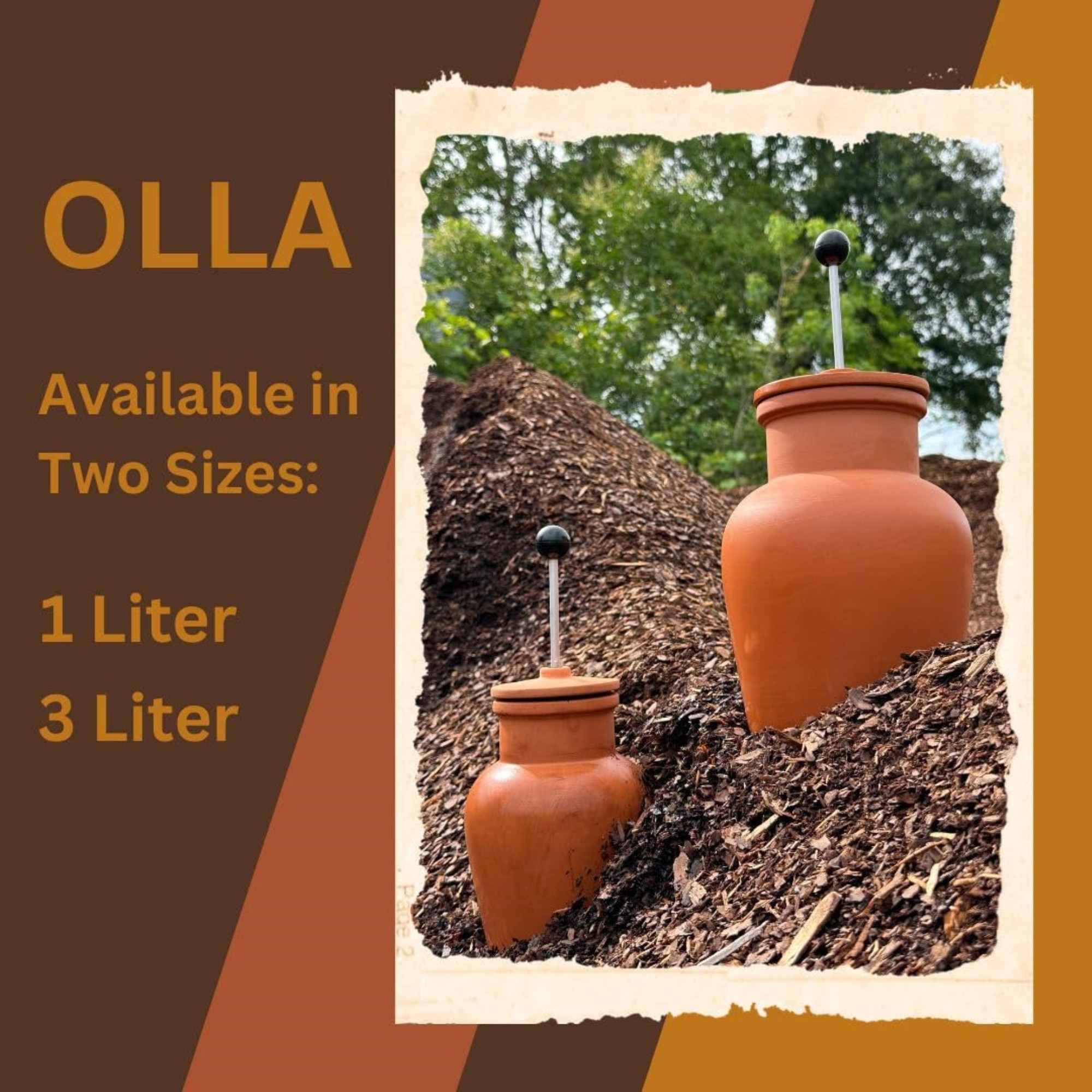 Plant Nanny Olla, Watering for Gardens, Potted Plants, and Greenhouses, Terracotta, 3 Liters