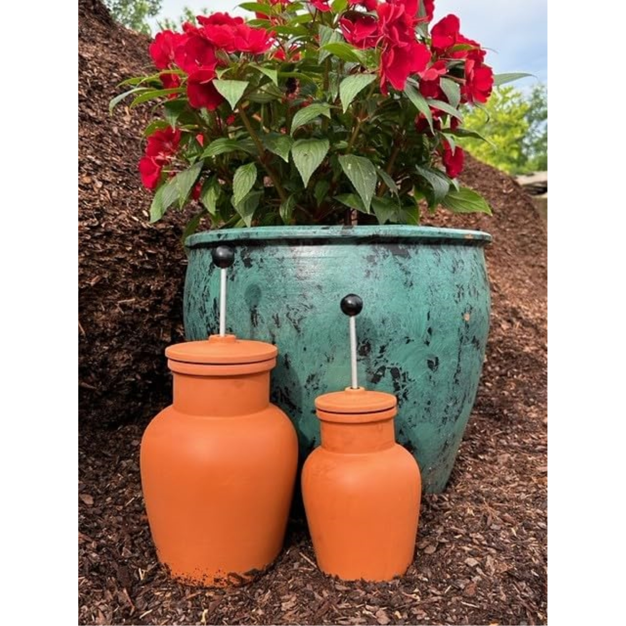 Plant Nanny Olla, Watering for Gardens, Potted Plants, and Greenhouses, Terracotta, 3 Liters