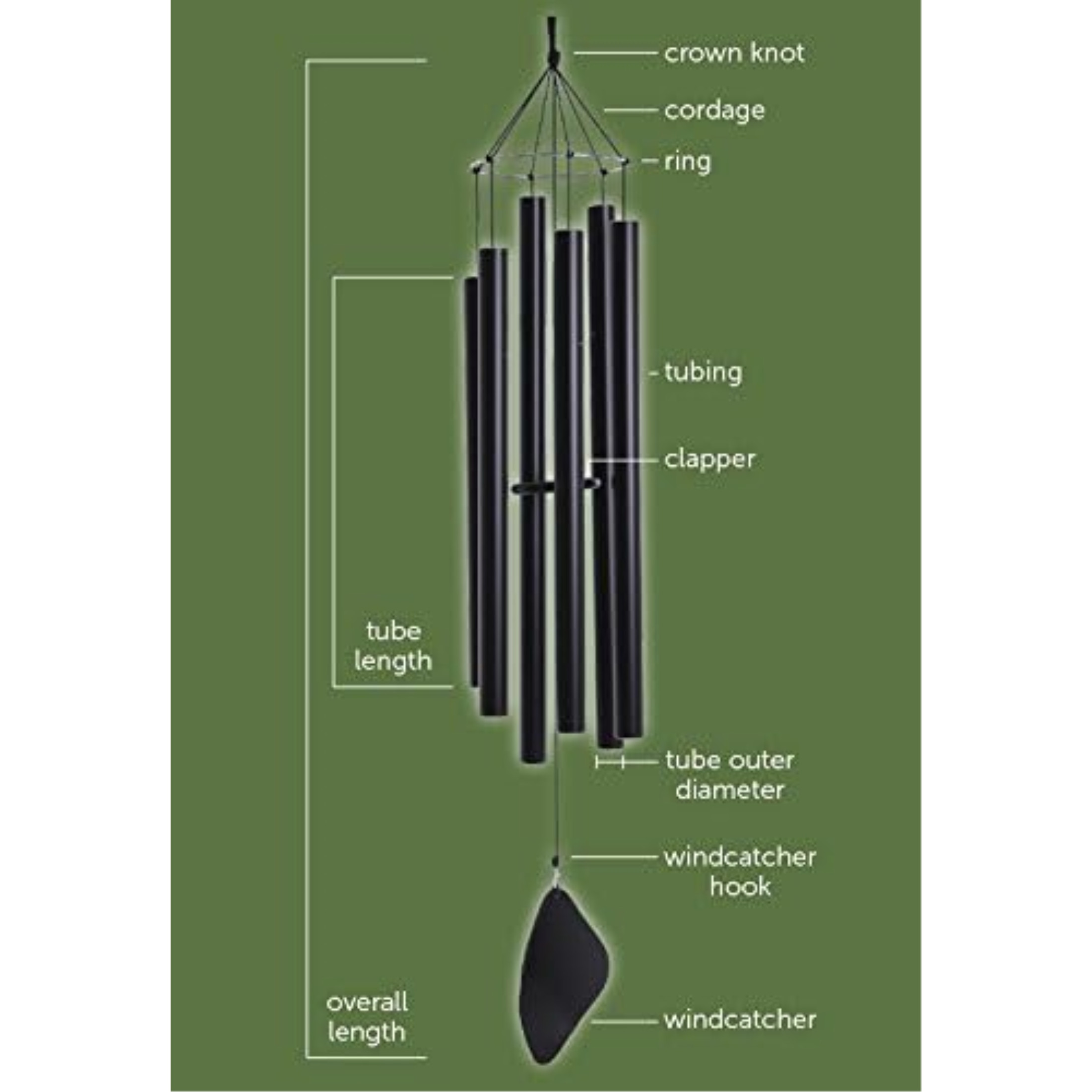 Music Of The Spheres Quartal Soprano Wind Chimes, Black, 30"