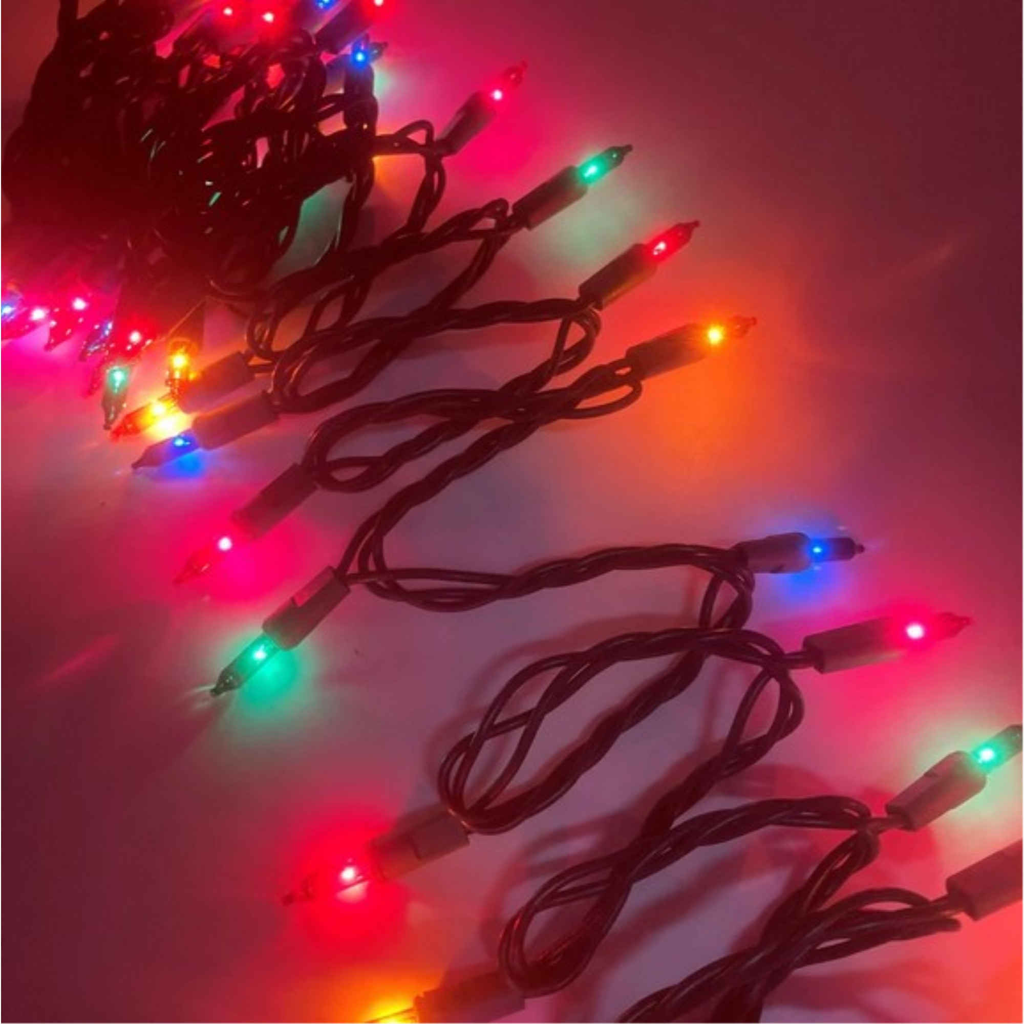 Good Tidings Super Bright Multi-color Mini Light Set with Green Wire, Lighted Length 13'