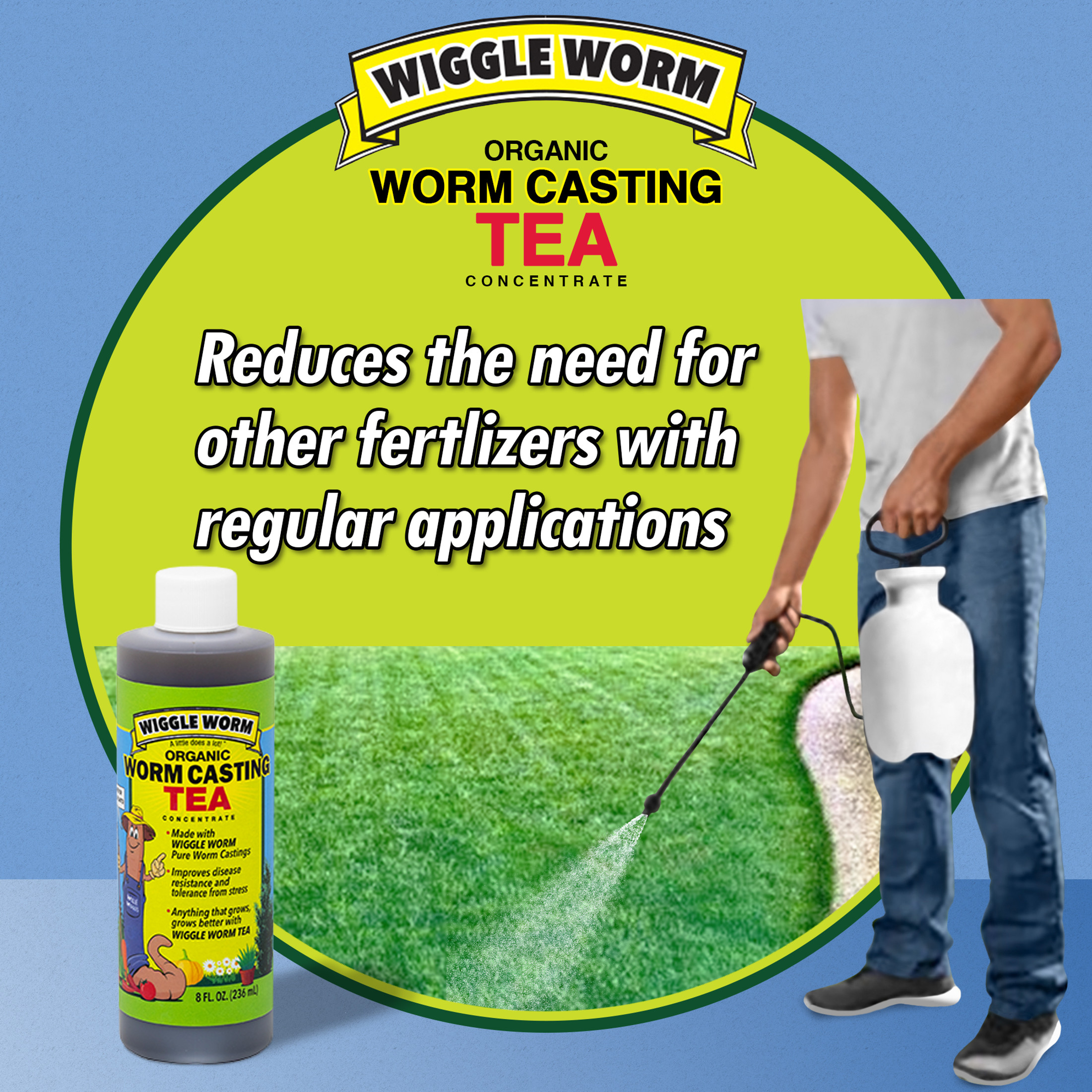 WIGGLE WORM Unco Industries Builder Worm Castings Soil (30 Pound) and WIGGLE WORM Castings Tea, 8 Ounce