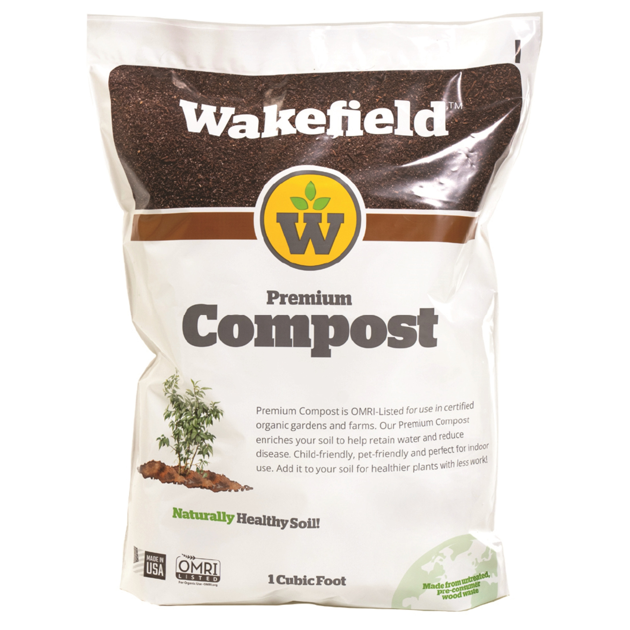 Wakefield Premium OMRI Listed Organic Aged Compost for Organic Lawns & Gardens, 1 CF