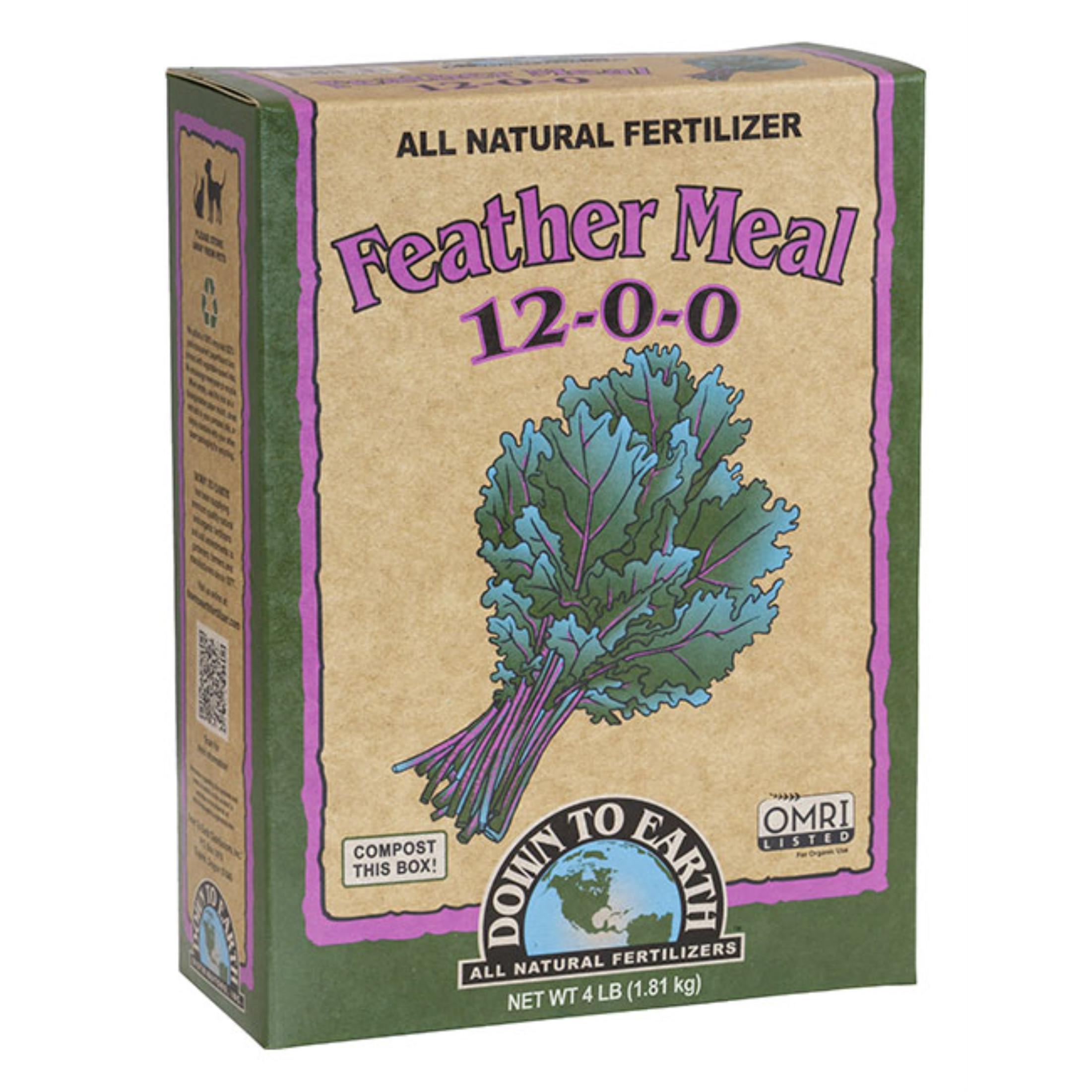 Down To Earth Organic Feather Meal 12-0-0 Fertilizer Mix, 4 lb