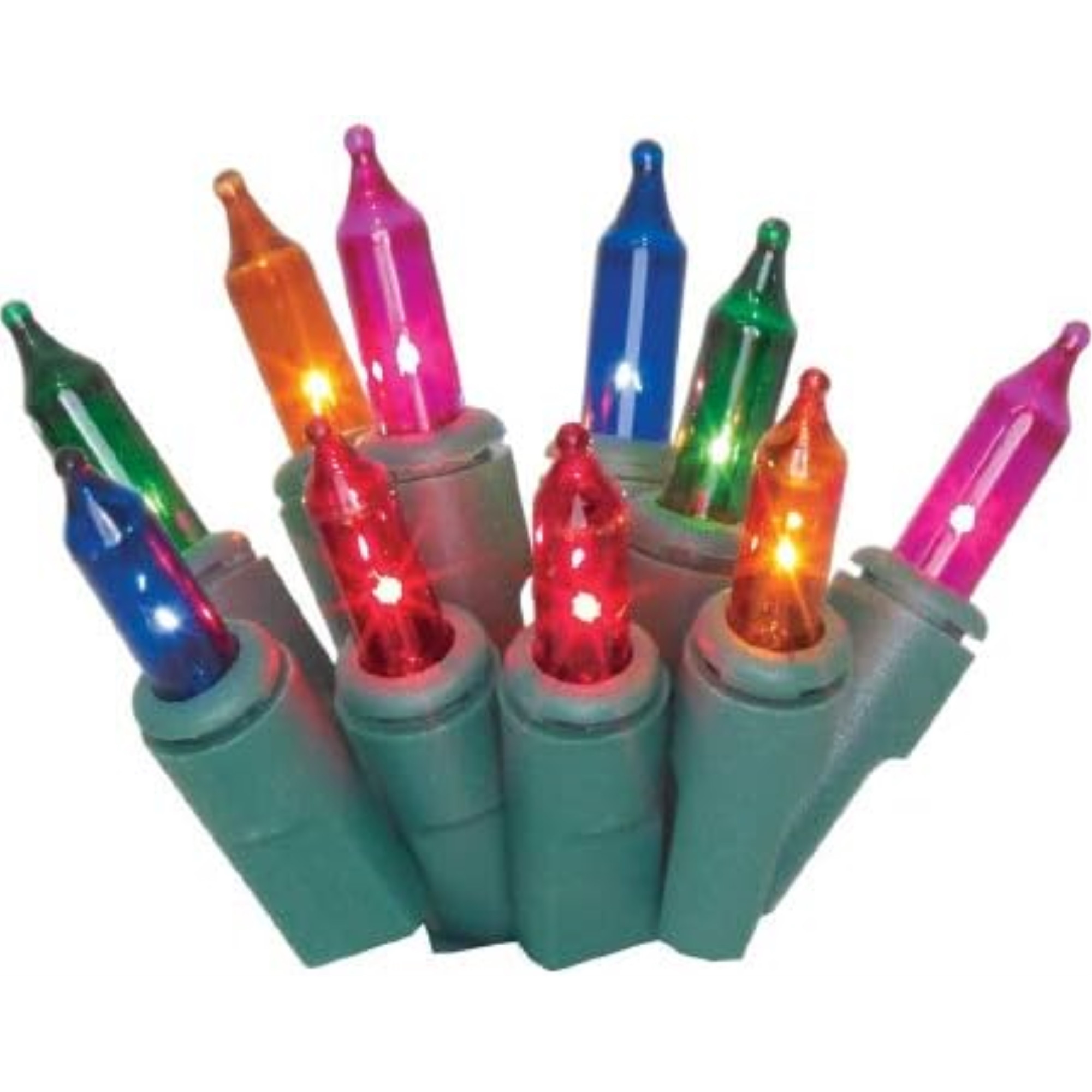 Good Tidings Indoor & Outdoor SuperBright Colored Christmas Light Set, 100 Mini Bulbs on Green Wire, 27'