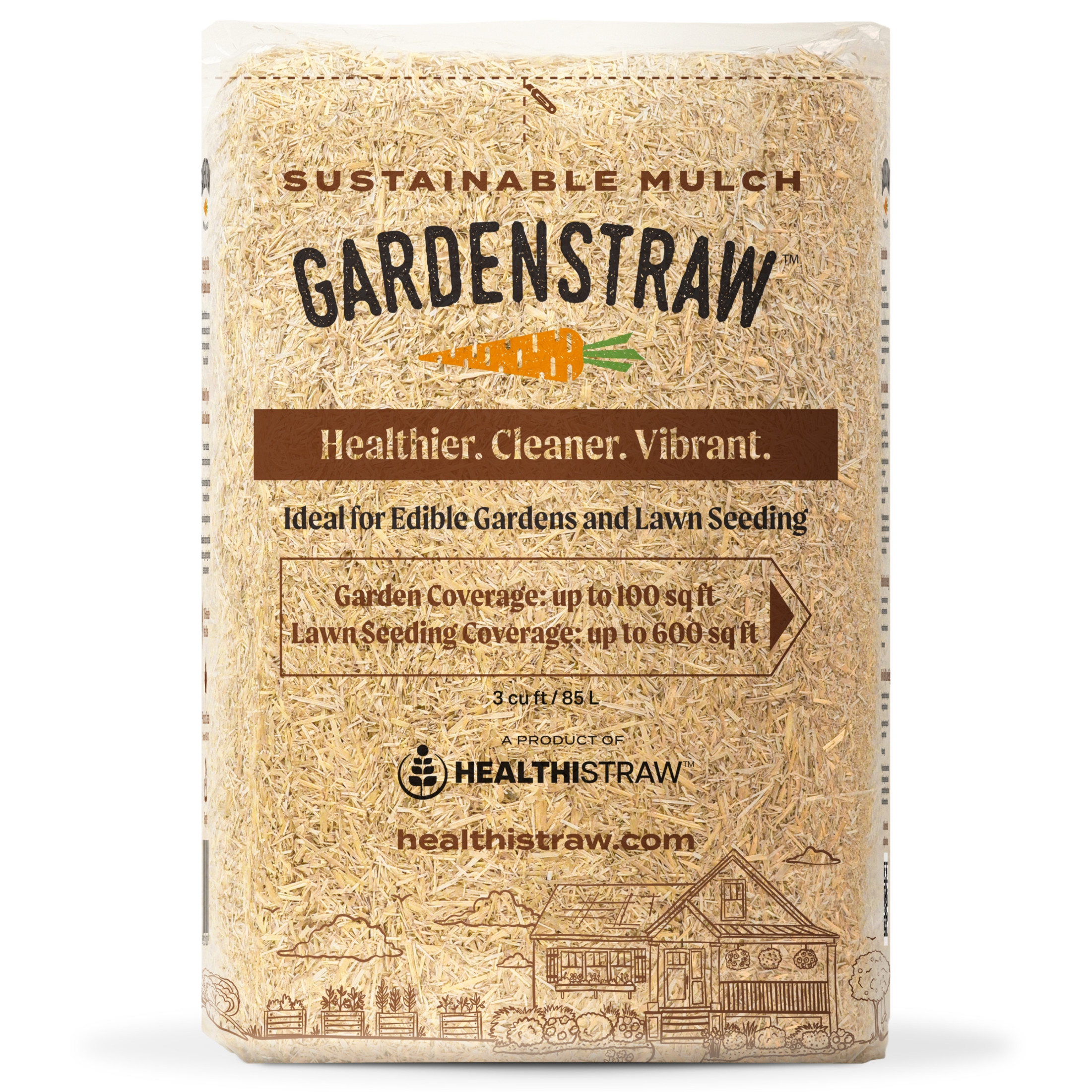 HealthiStraw GardenStraw – All-Natural, Clean, Sustainable Garden Straw Mulch for Gardens and Grass Seeding, 3 cu ft
