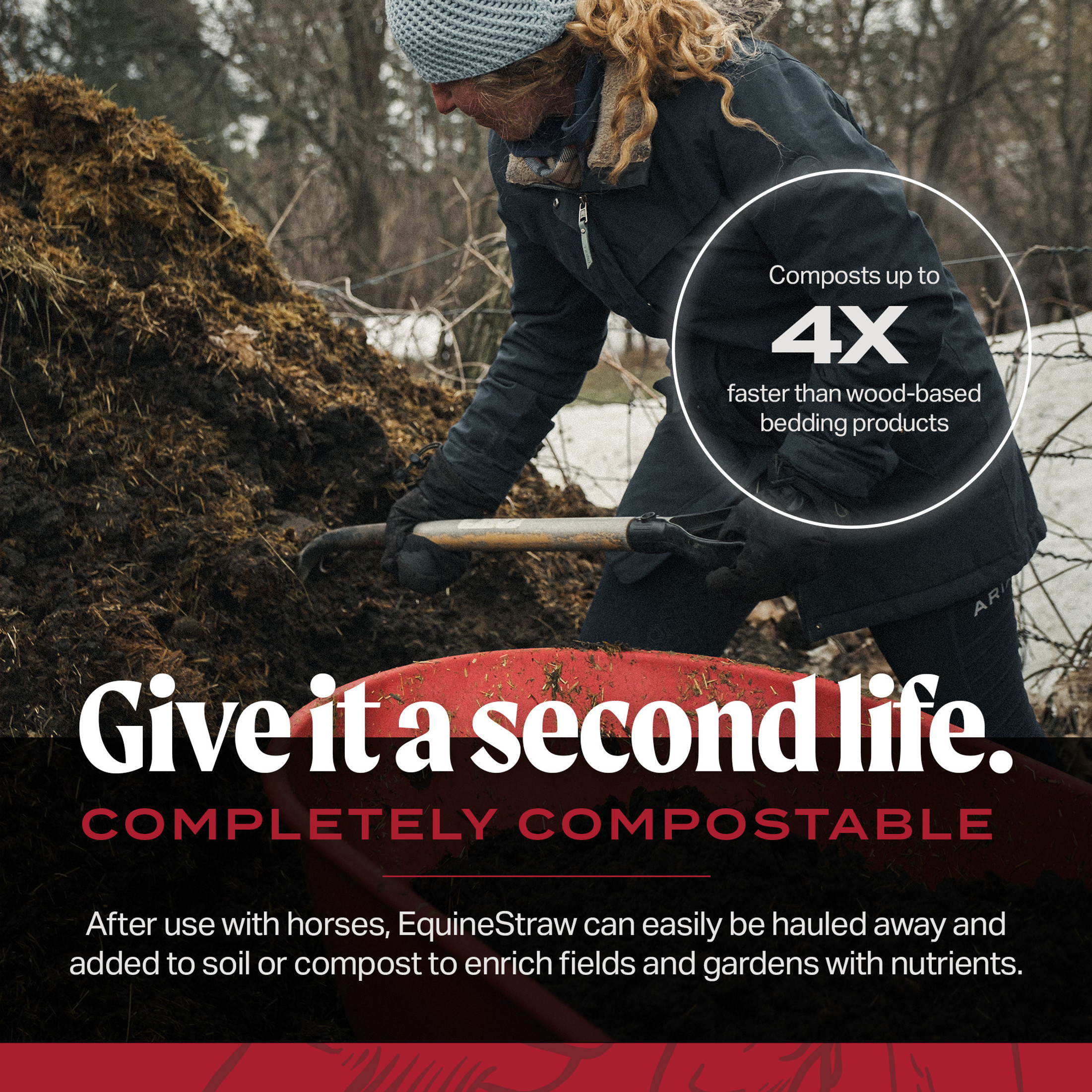 HealthiStraw EquineStraw – All-Natural, Clean Horse Straw Bedding – 3 cu ft (25 lb) Expands to 10+ cu ft