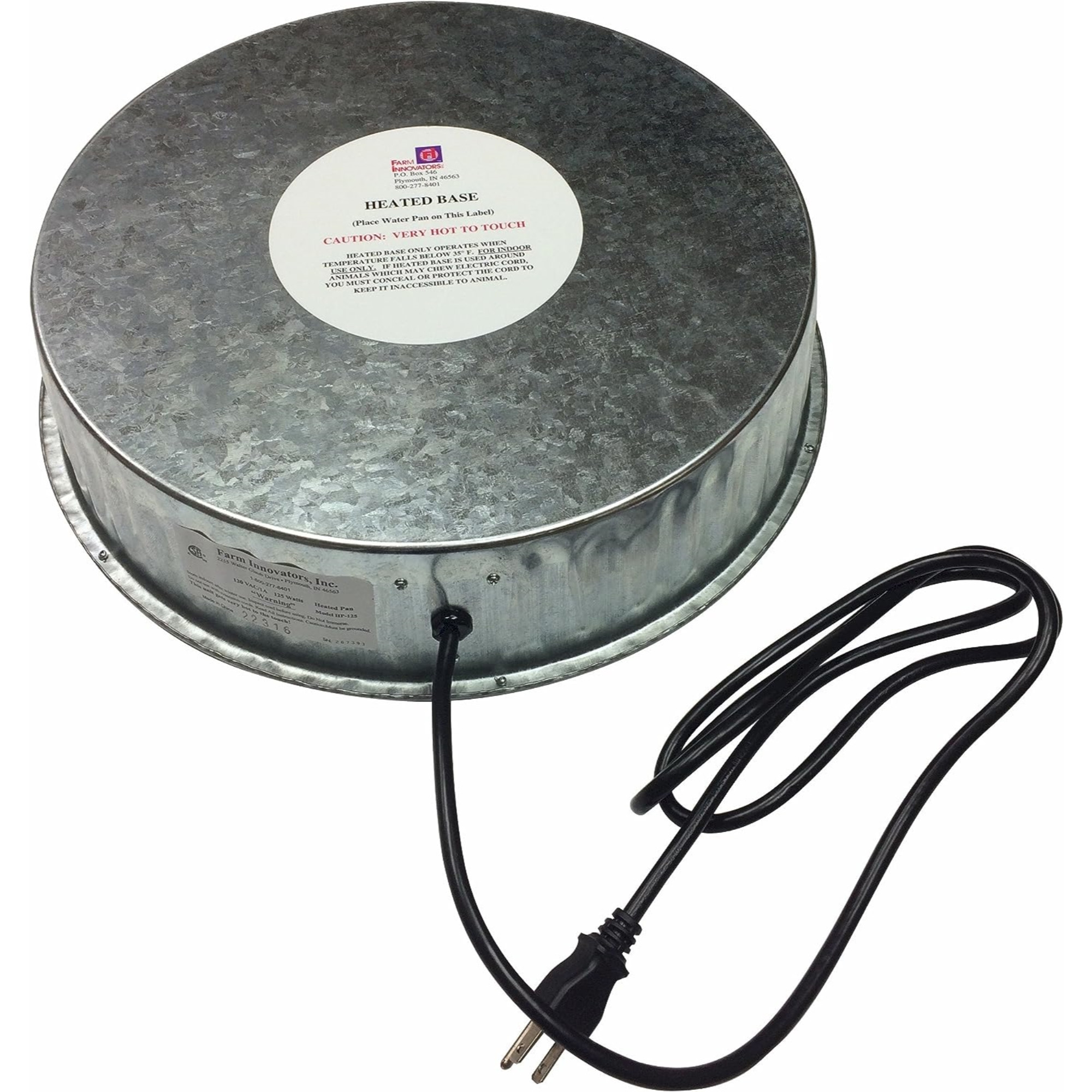 Farm Innovators Heated Base for Metal Poultry Founts – 125W Thermostatic Freeze Protection