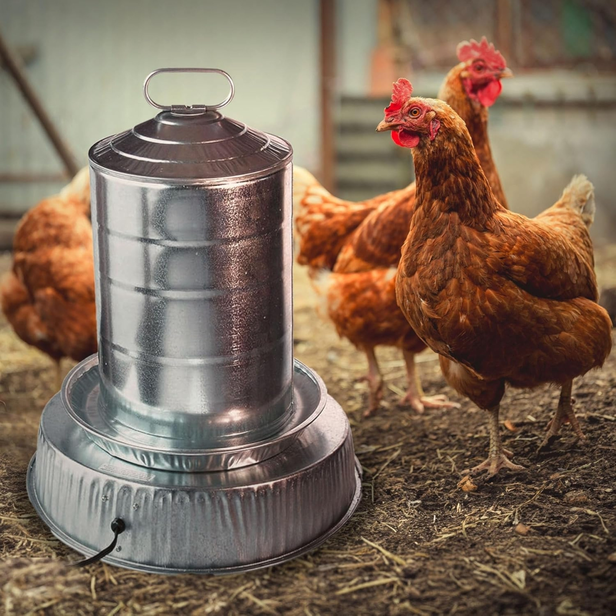 Farm Innovators Heated Base for Metal Poultry Founts – 125W Thermostatic Freeze Protection