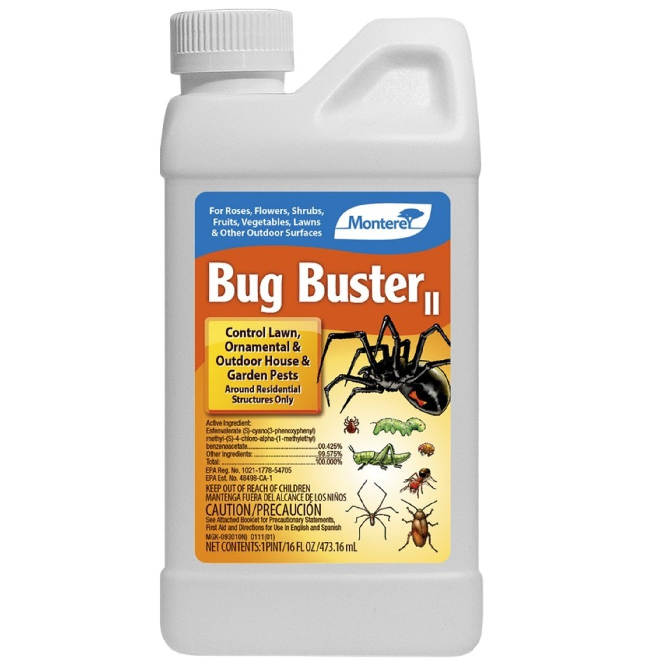 Monterey Bug Buster II Insecticide for Outdoor Use, Concentrate, 16 fl oz