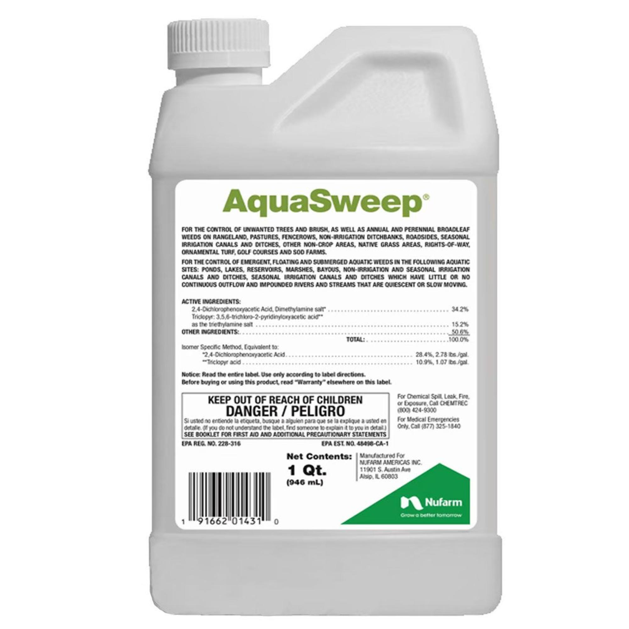 Nufarm AquaSweep Land and Water Weed Control, 1qt (Not For Sale in CT)
