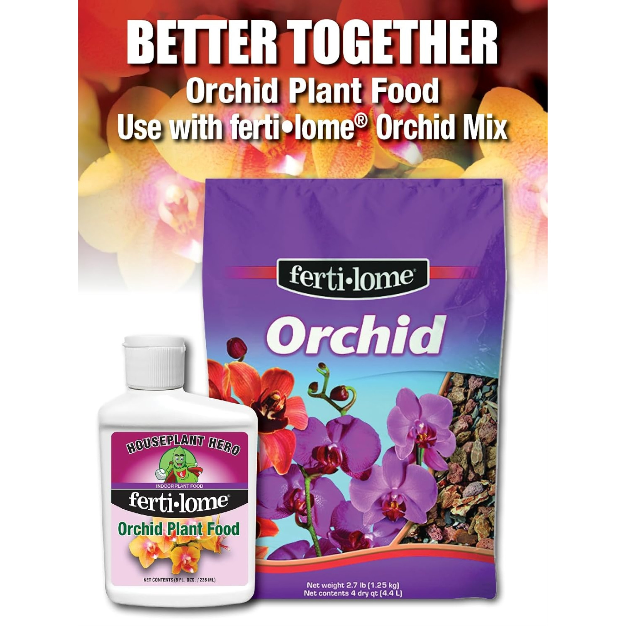 Fertilome Houseplant Hero Orchid Plant Food 9-7-9 Fertilizer Concentrate, 8fl oz