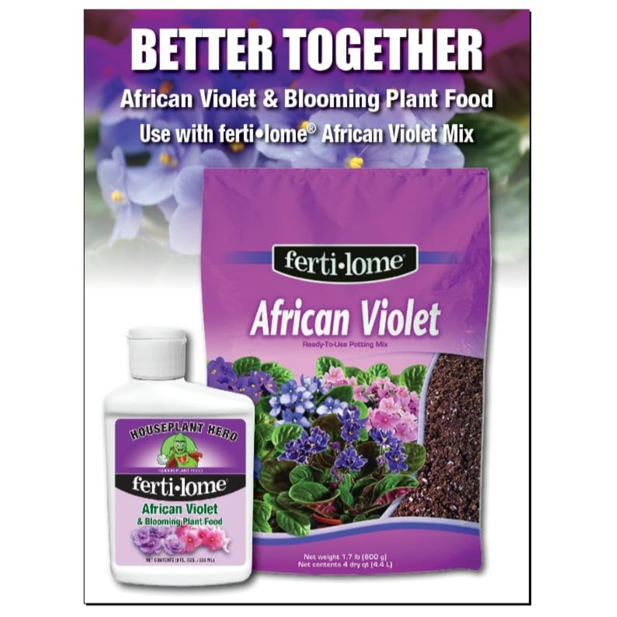 Fertilome Houseplant Hero 8-10-8 African Violet Plant Food Concentrate, 8fl oz