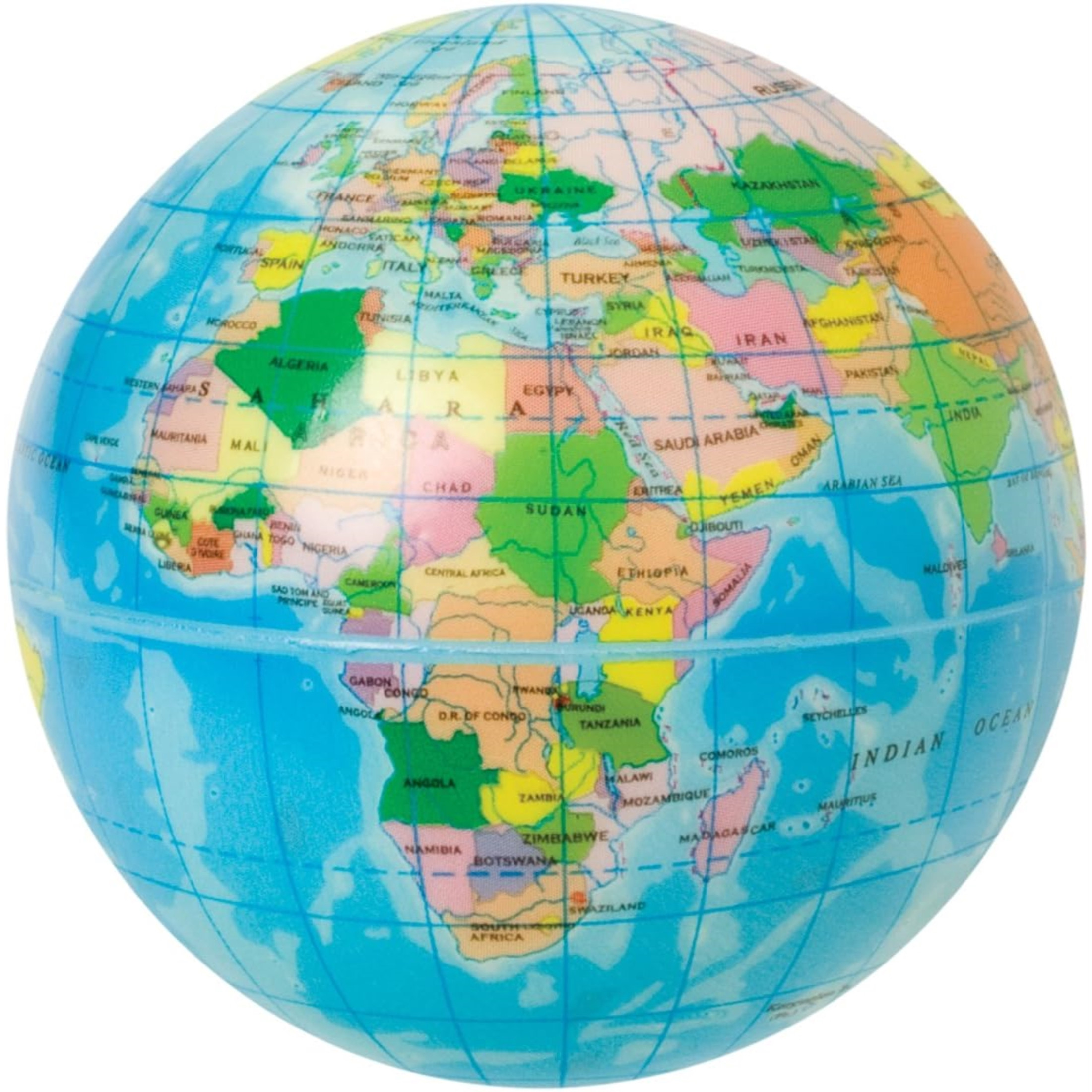 Toysmith World Globe Bouncy Ball, Multicolored, 3"