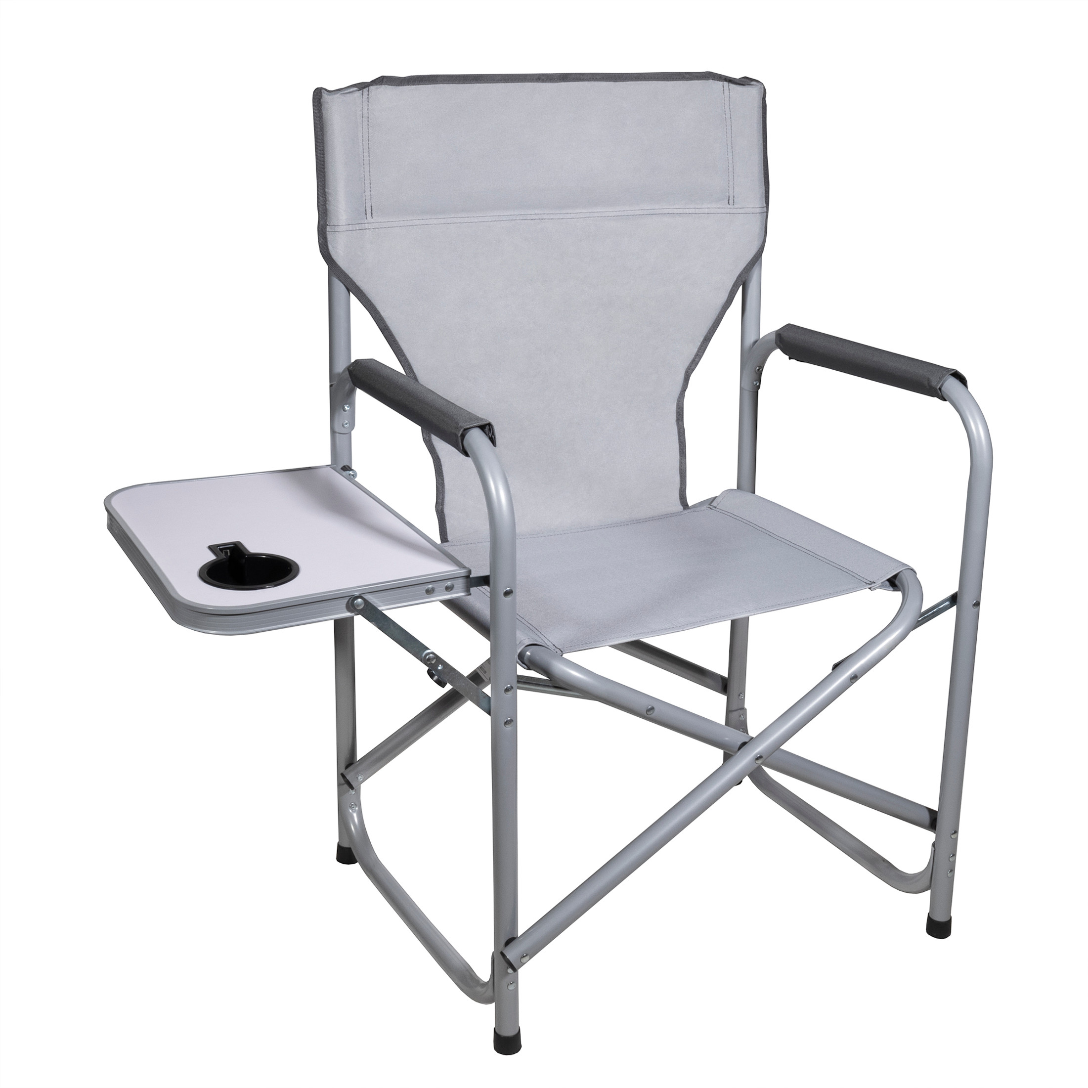 Zenithen Portable Outdoor Directors Folding Chair with Side Table, Gray