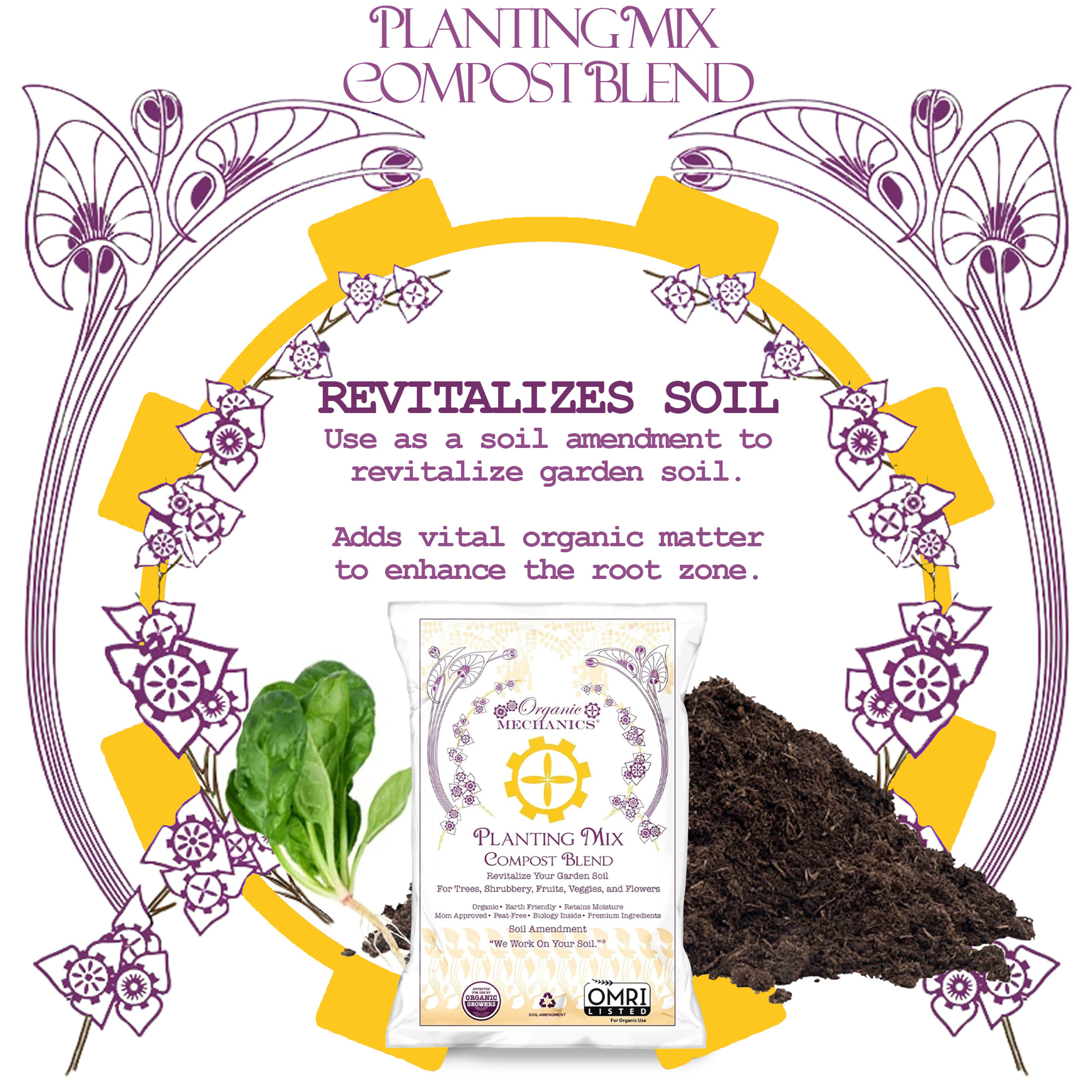 Organic Mechanics Planting Mix Compost Blend Soil Amendment