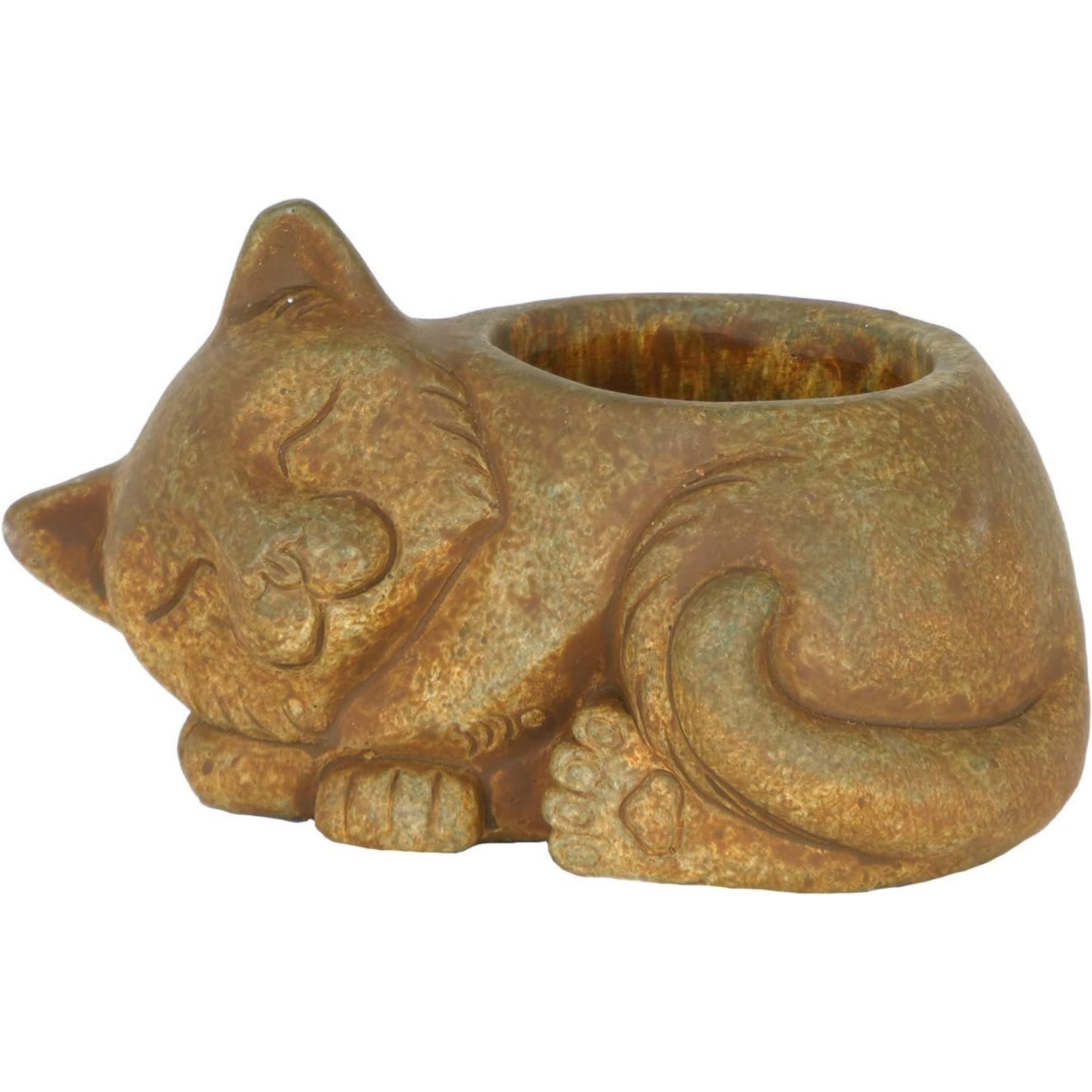 Classic Home and Garden Cement Buddies Indoor Outdoor Planter with Drainage Hole, Sleeping Cat