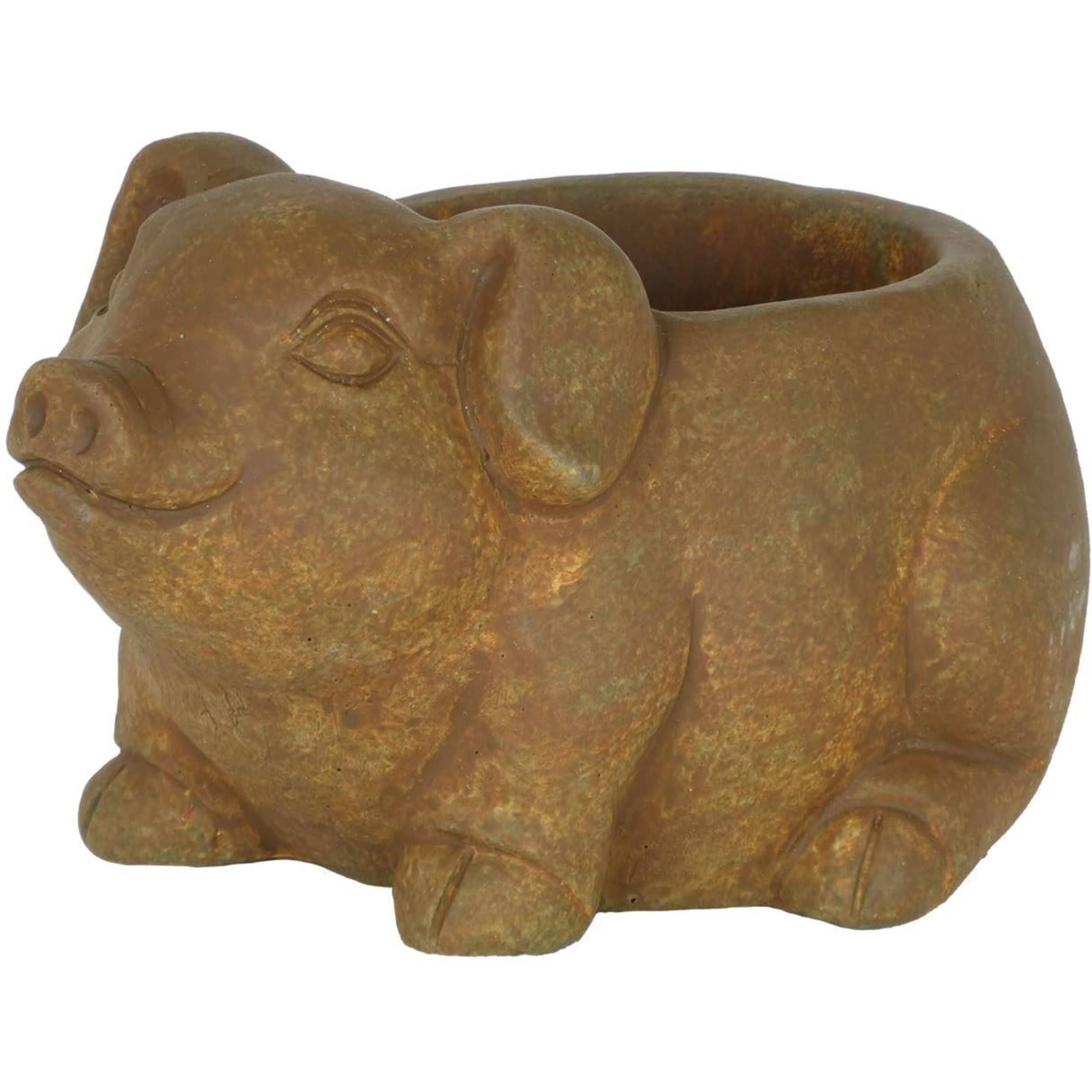 Classic Home and Garden Cement Buddies Indoor Outdoor Piglet Planter with Drainage Hole