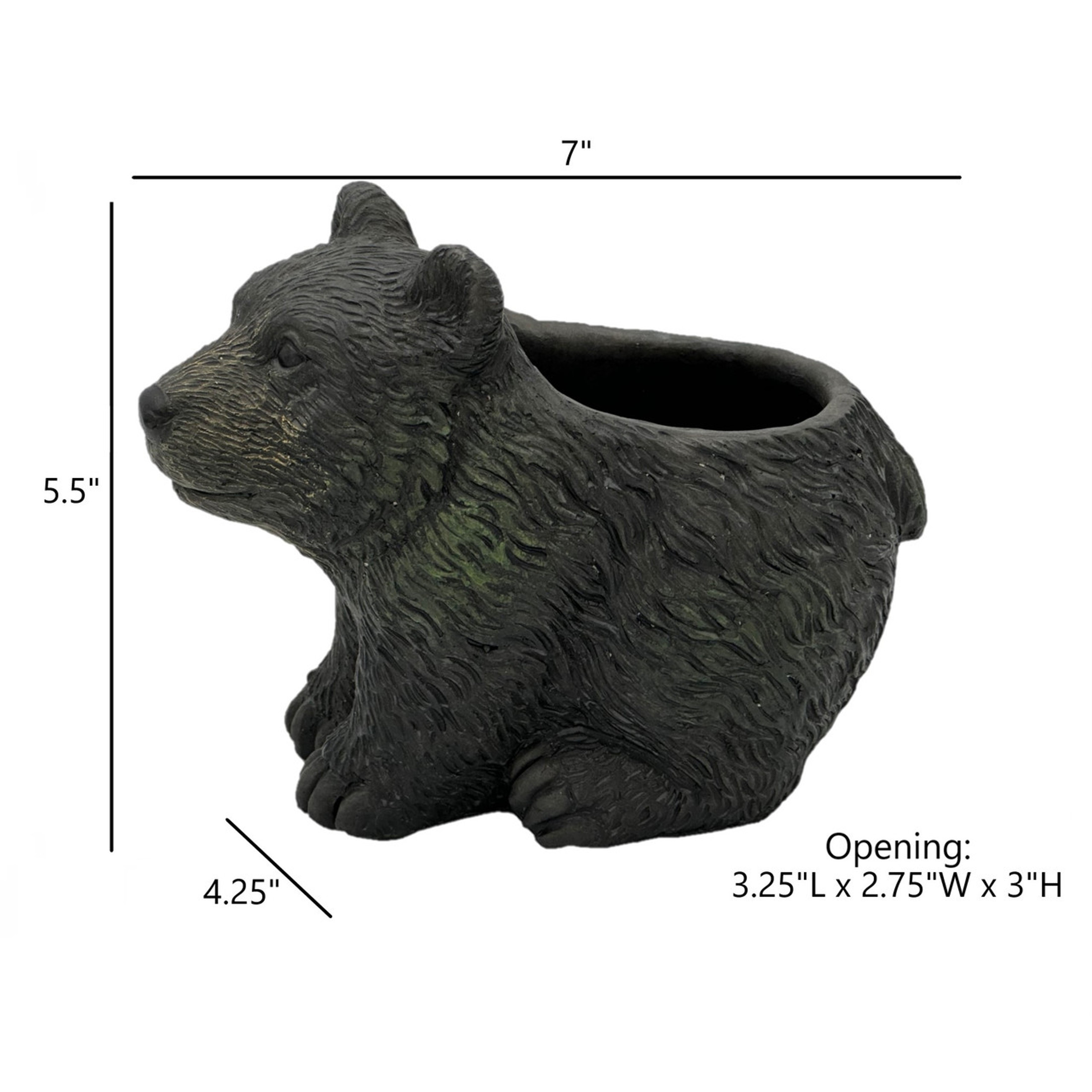 Classic Home and Garden Cement Buddies Indoor/Outdoor Planter with Drainage Hole, Bear, Dark Brown, 7in