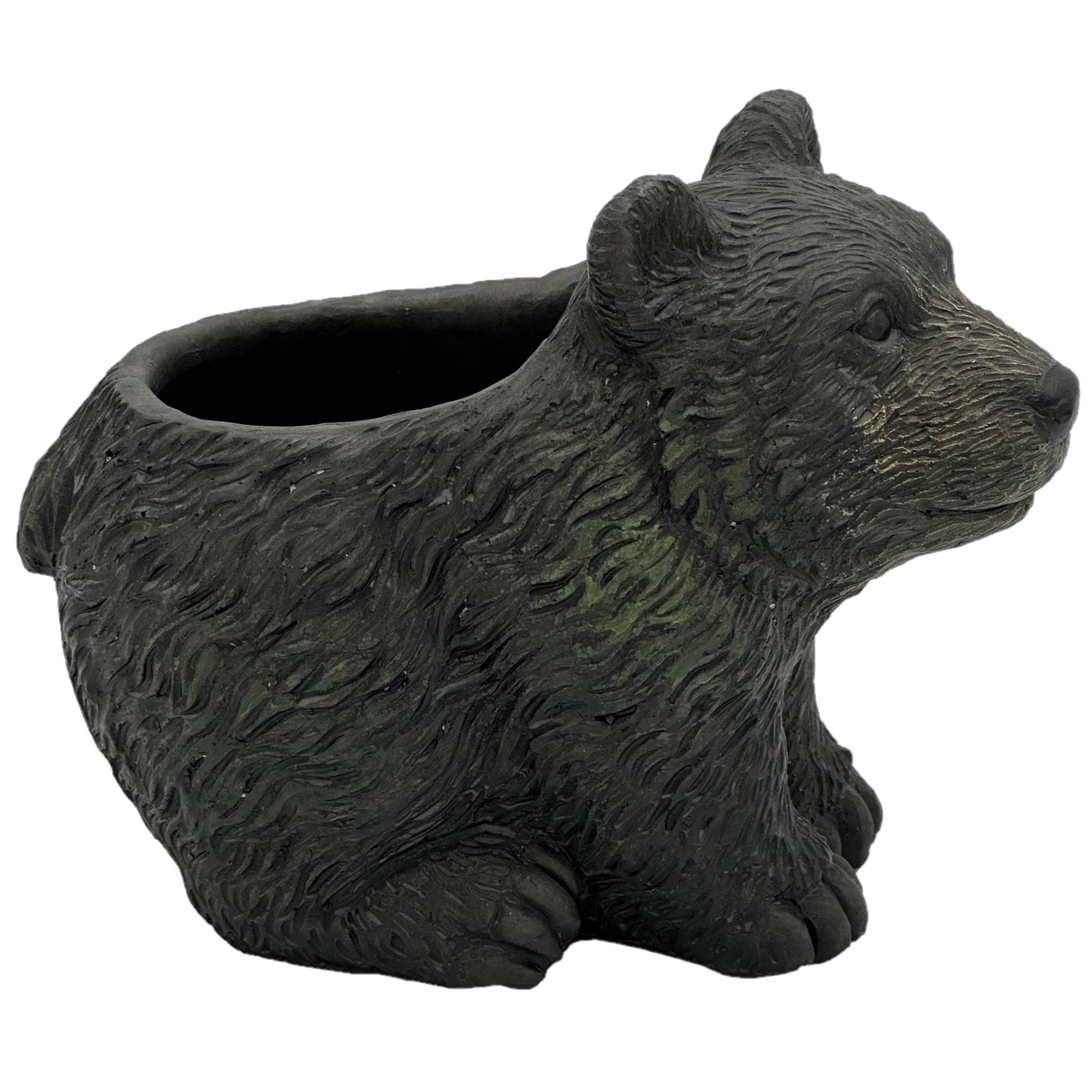 Classic Home and Garden Cement Buddies Indoor/Outdoor Planter with Drainage Hole, Bear Cub — Dark Brown, 7”
