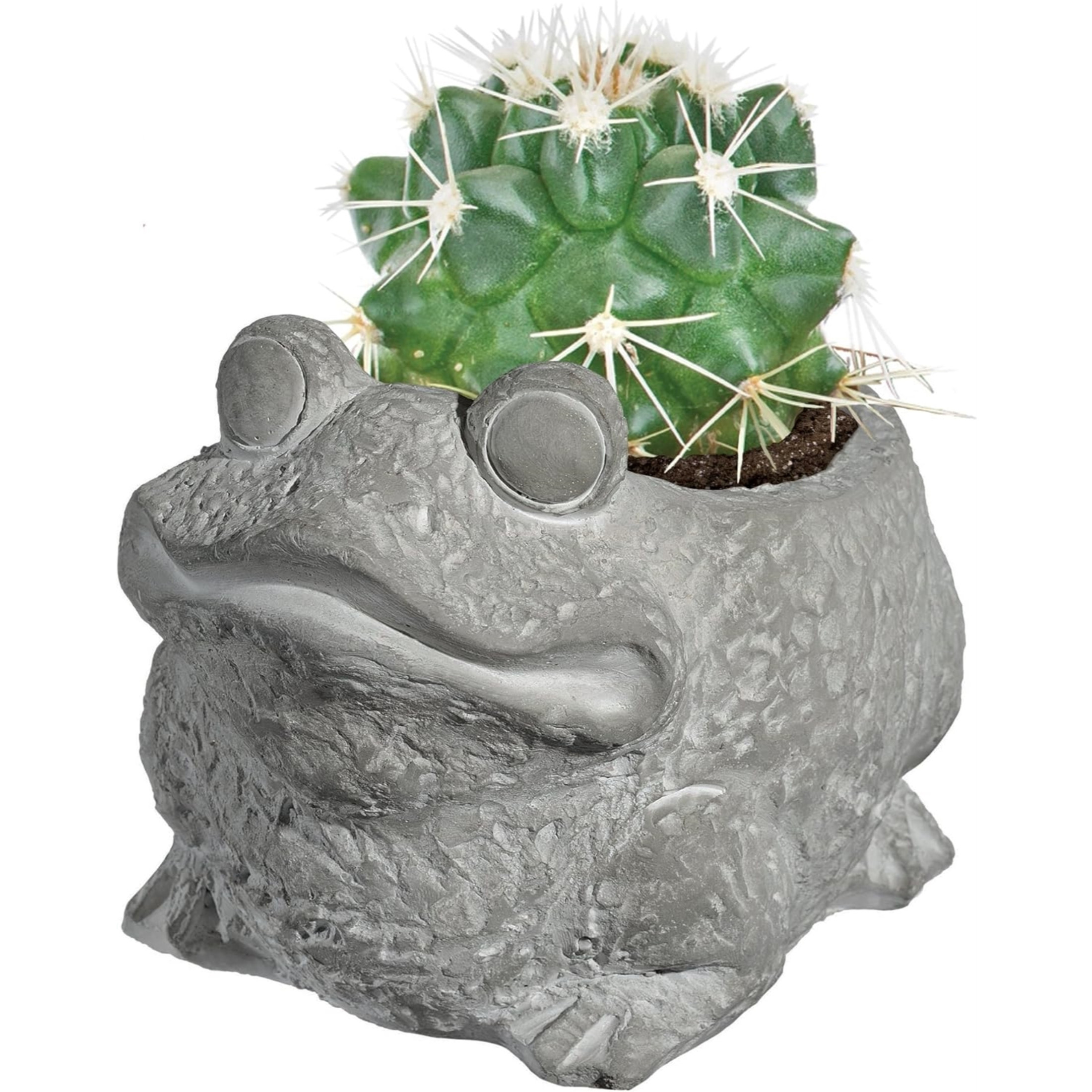 Classic Home and Garden Cement Buddies Indoor Outdoor Frog Planter with Drainage Hole