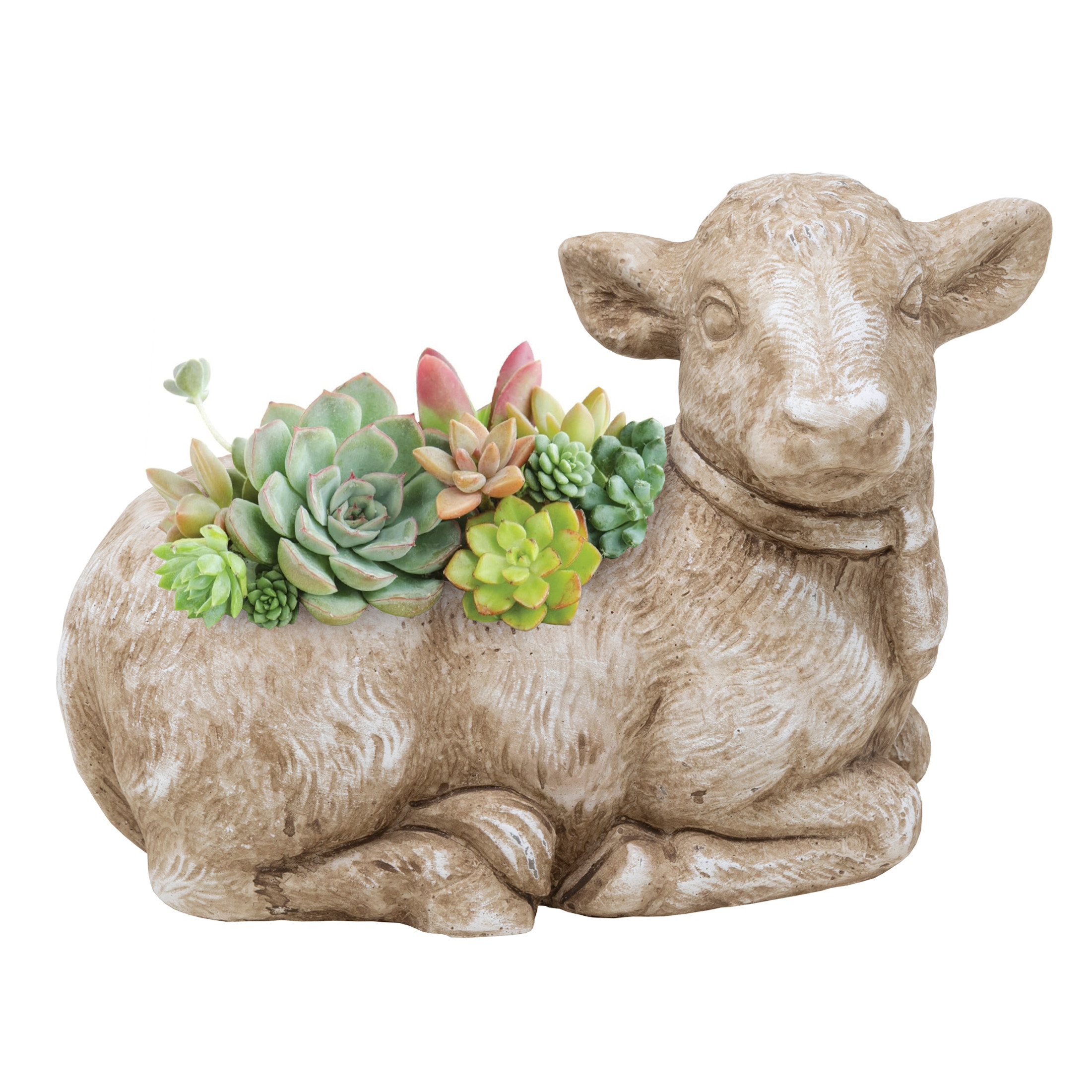 Classic Home and Garden Cement Buddies Indoor Outdoor Cow Planter