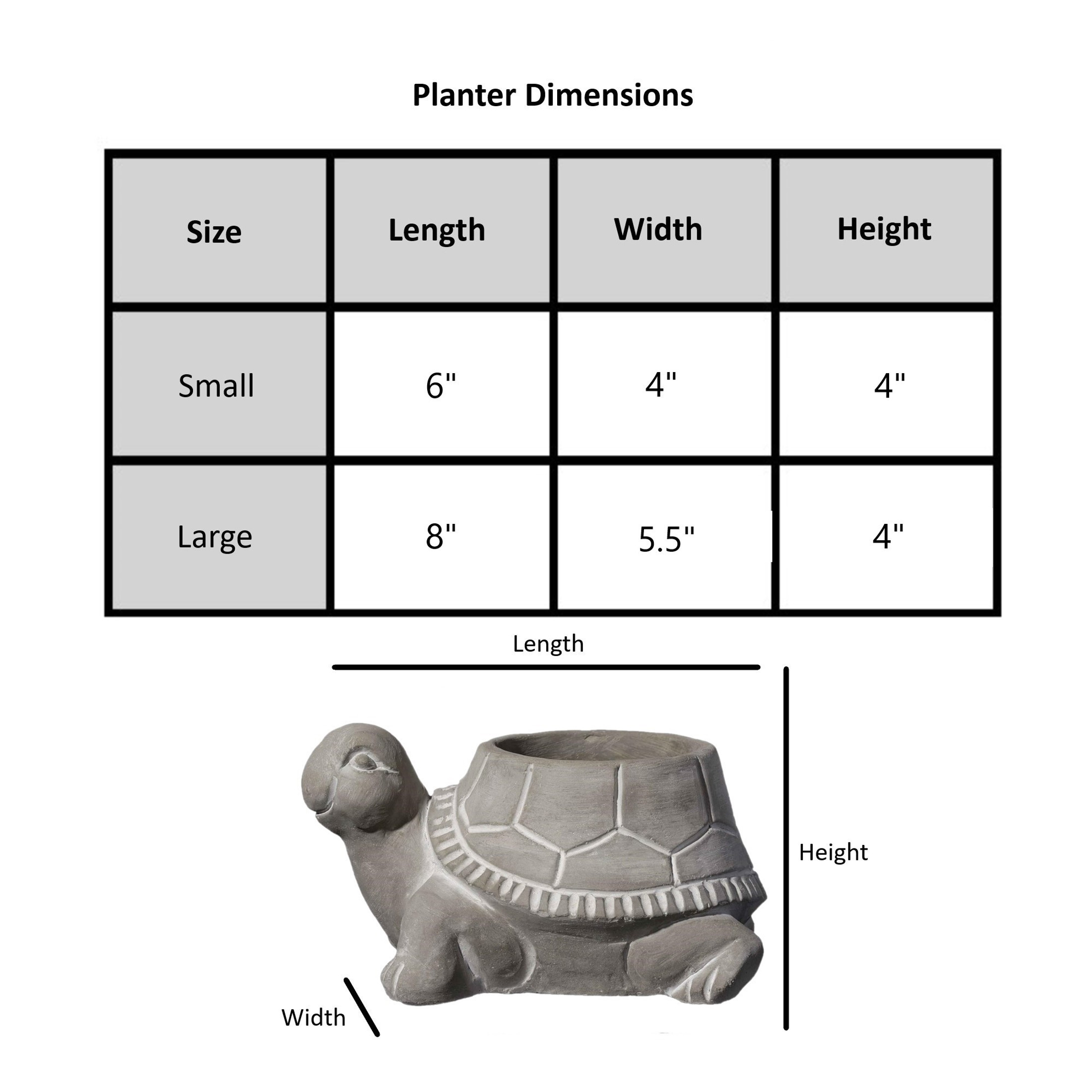 Classic Home and Garden Cement Buddies Indoor Outdoor Turtle Planter with Drainage Hole