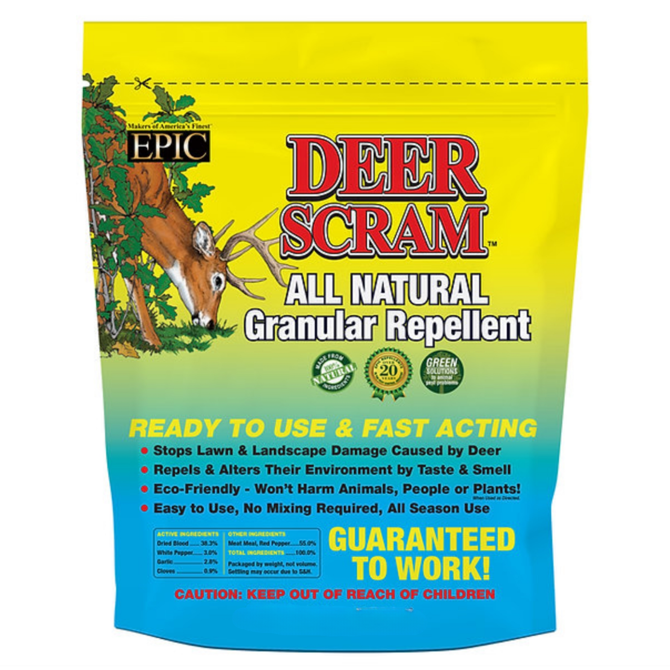 EPIC Deer Scram All Natural Ready To Use Outdoor Granular Animal Repellent Resealable Bag