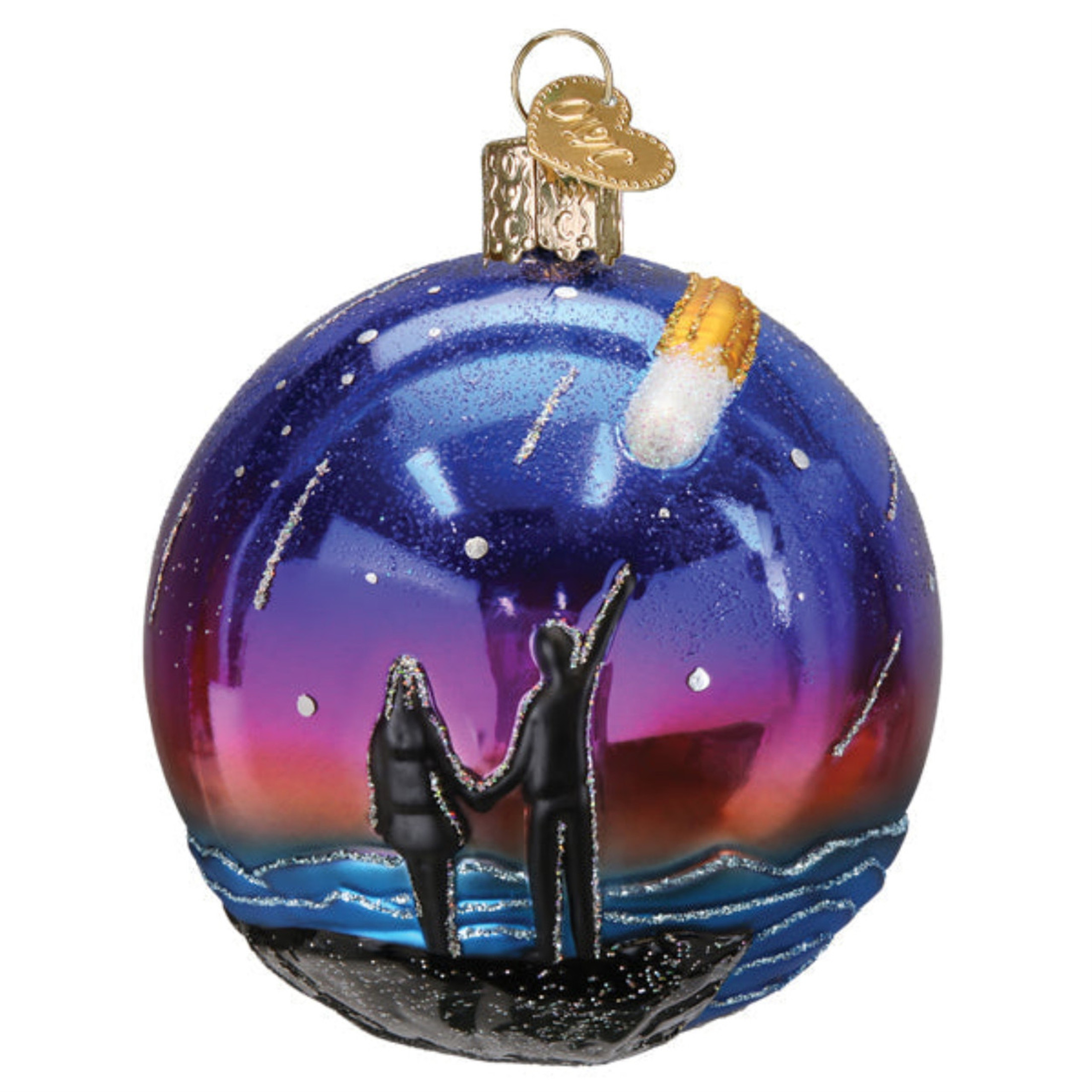 Old World Christmas Hanging Mouth-Blown Glass Ornament for Trees, Stargazed Round Ball, 3.5"
