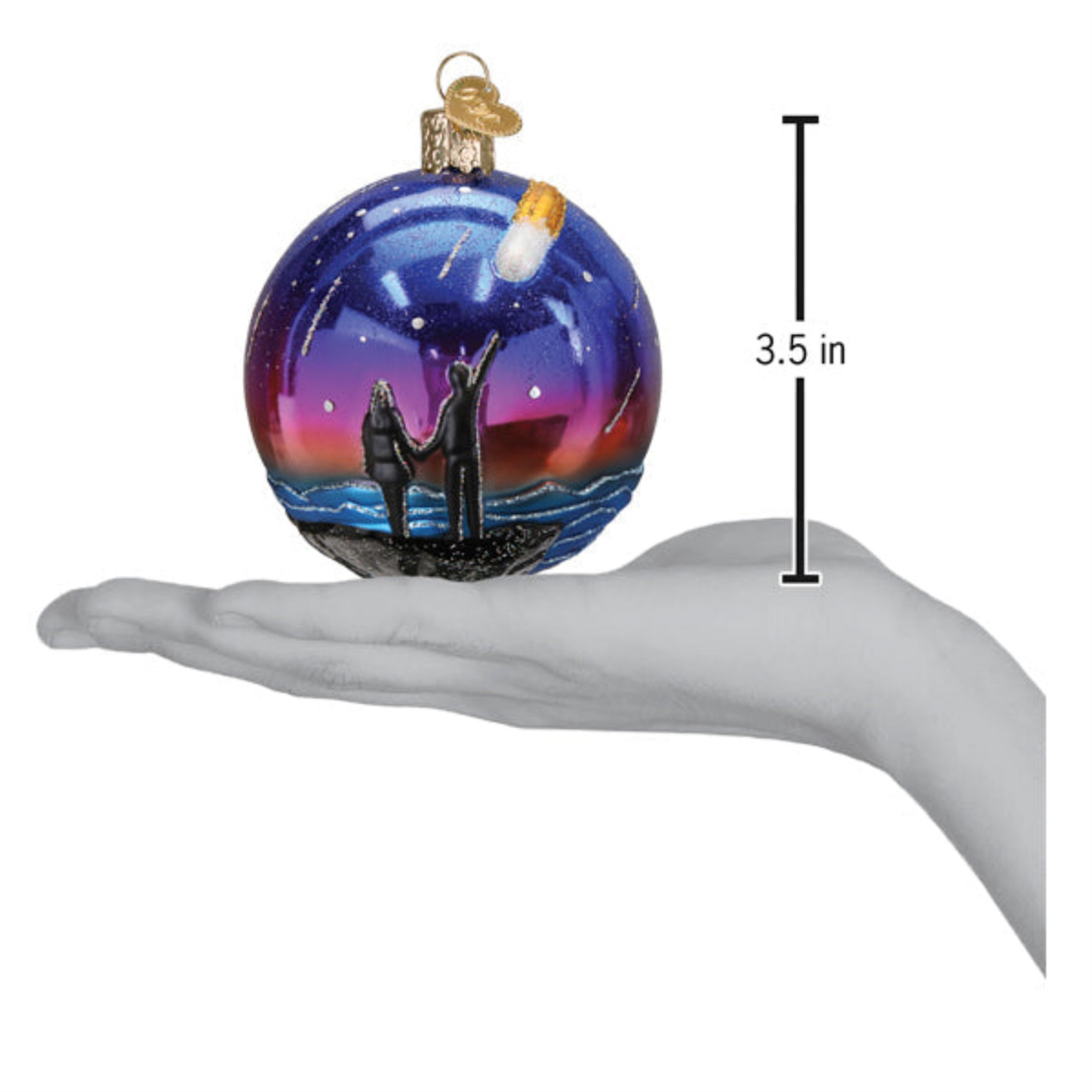 Old World Christmas Hanging Mouth-Blown Glass Ornament for Trees, Stargazed Round Ball, 3.5"