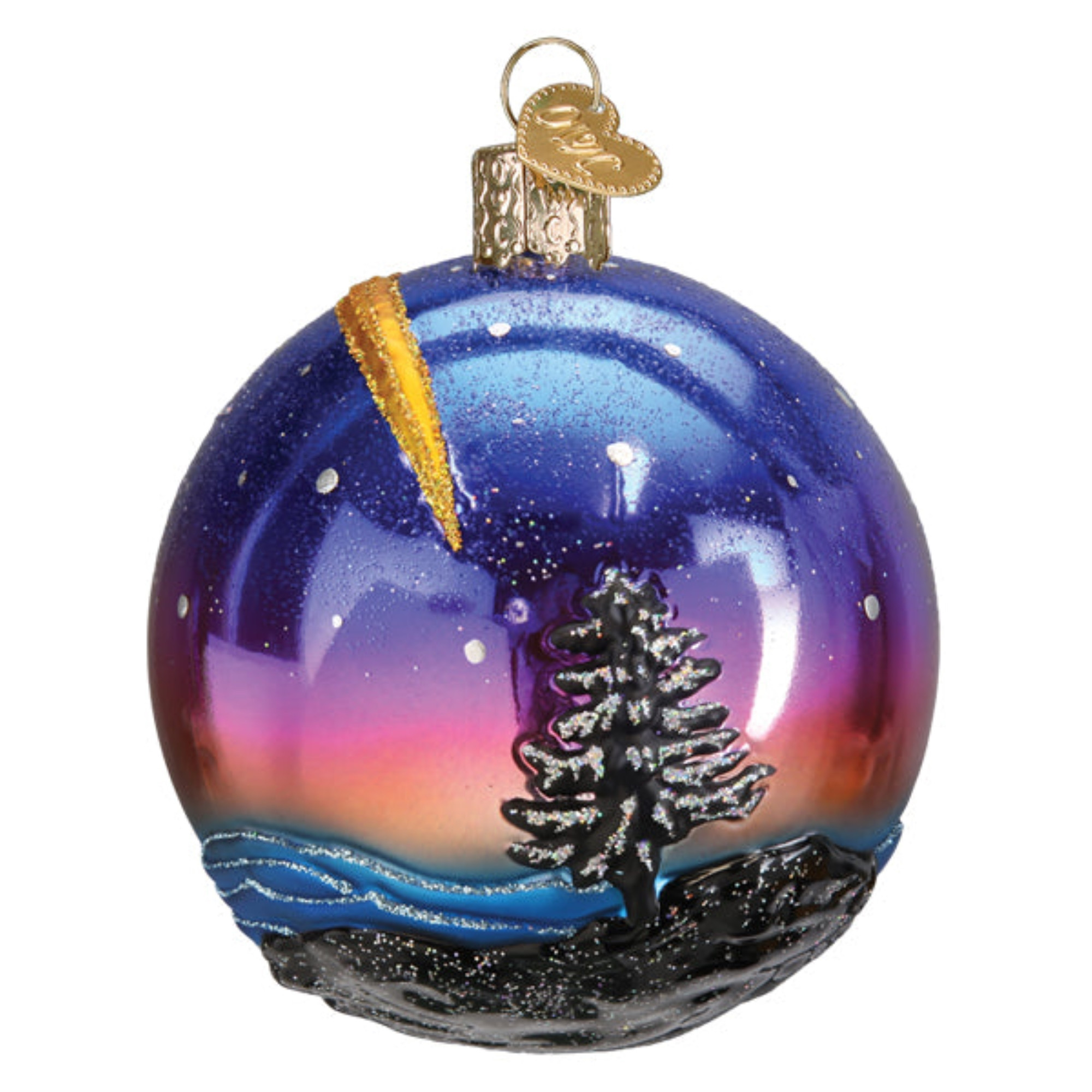 Old World Christmas Blown Glass Ornament for Christmas Tree, Stargazed Round Ball