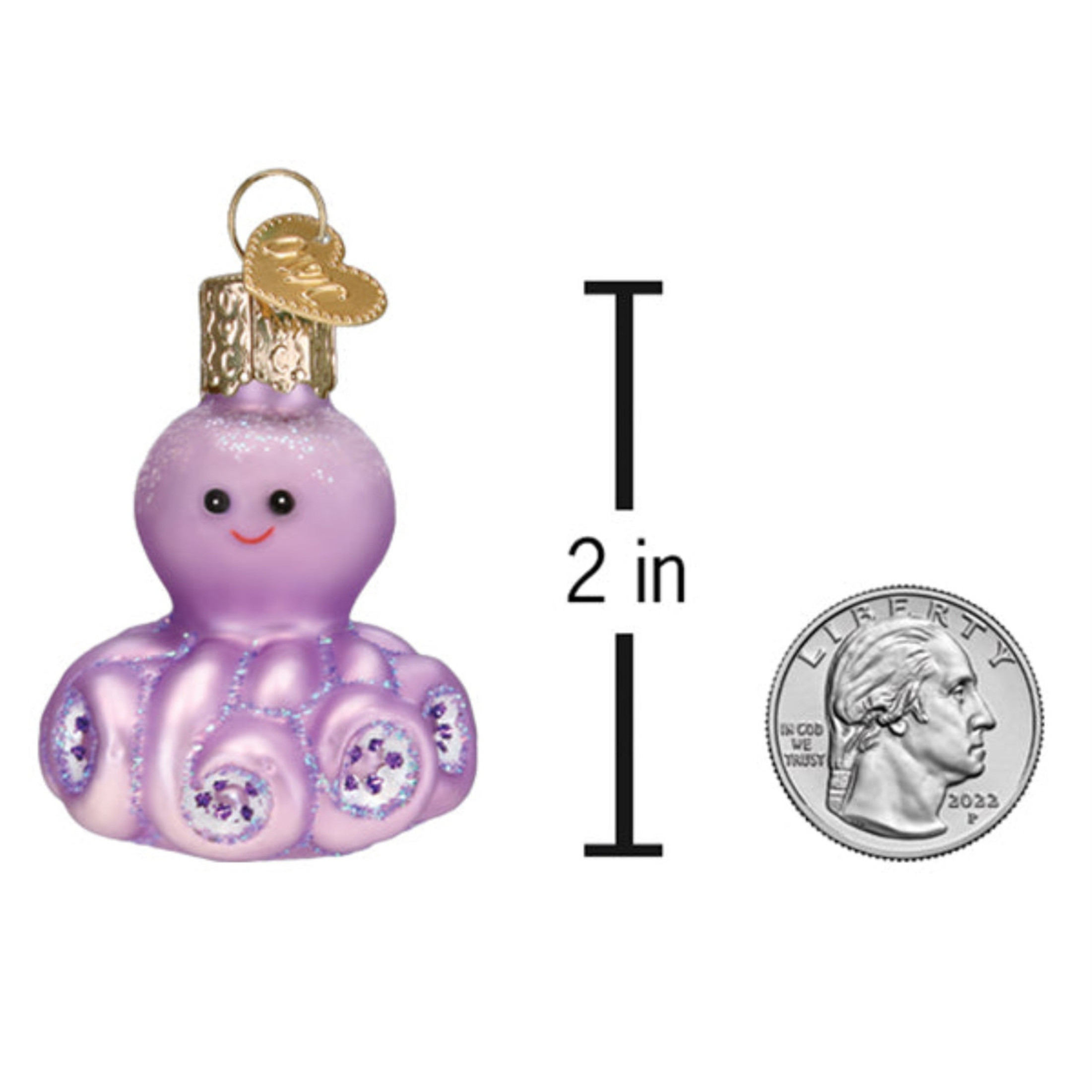 Old World Christmas Blown Glass Ornament for Christmas Tree, Mini Octopus (with OWC Gift Box)