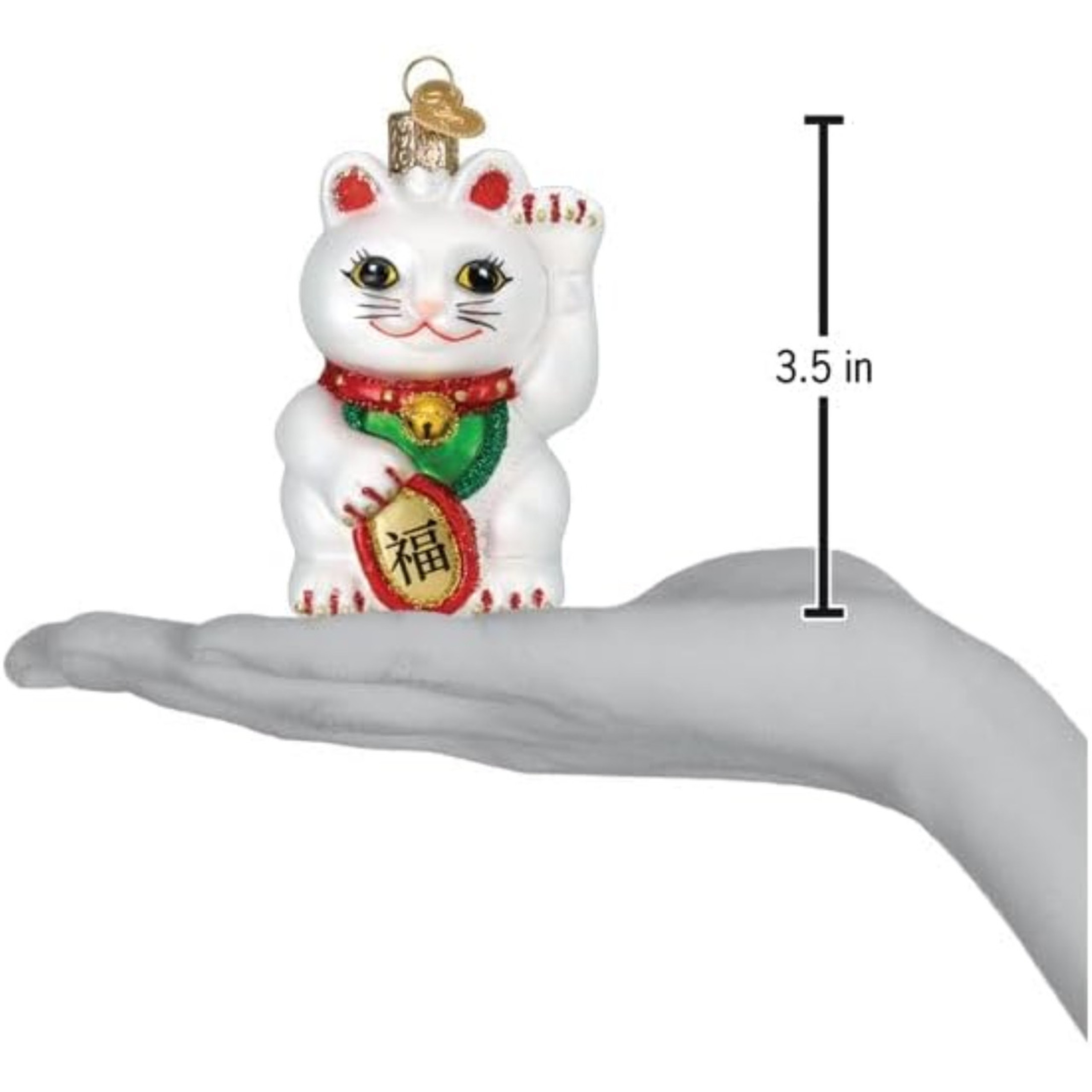 Old World Christmas Blown Glass Ornament for Christmas Tree, Lucky Cat (with OWC Gift Box)