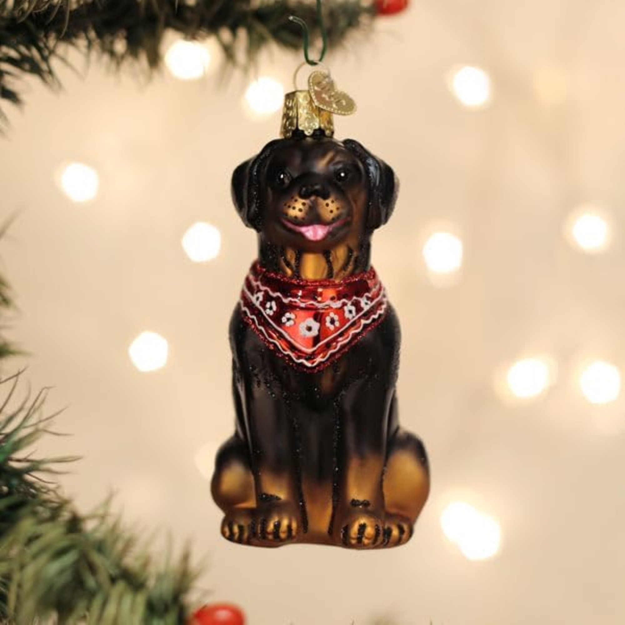 Old World Christmas Blown Glass Ornament for Christmas Tree, Rottweiler