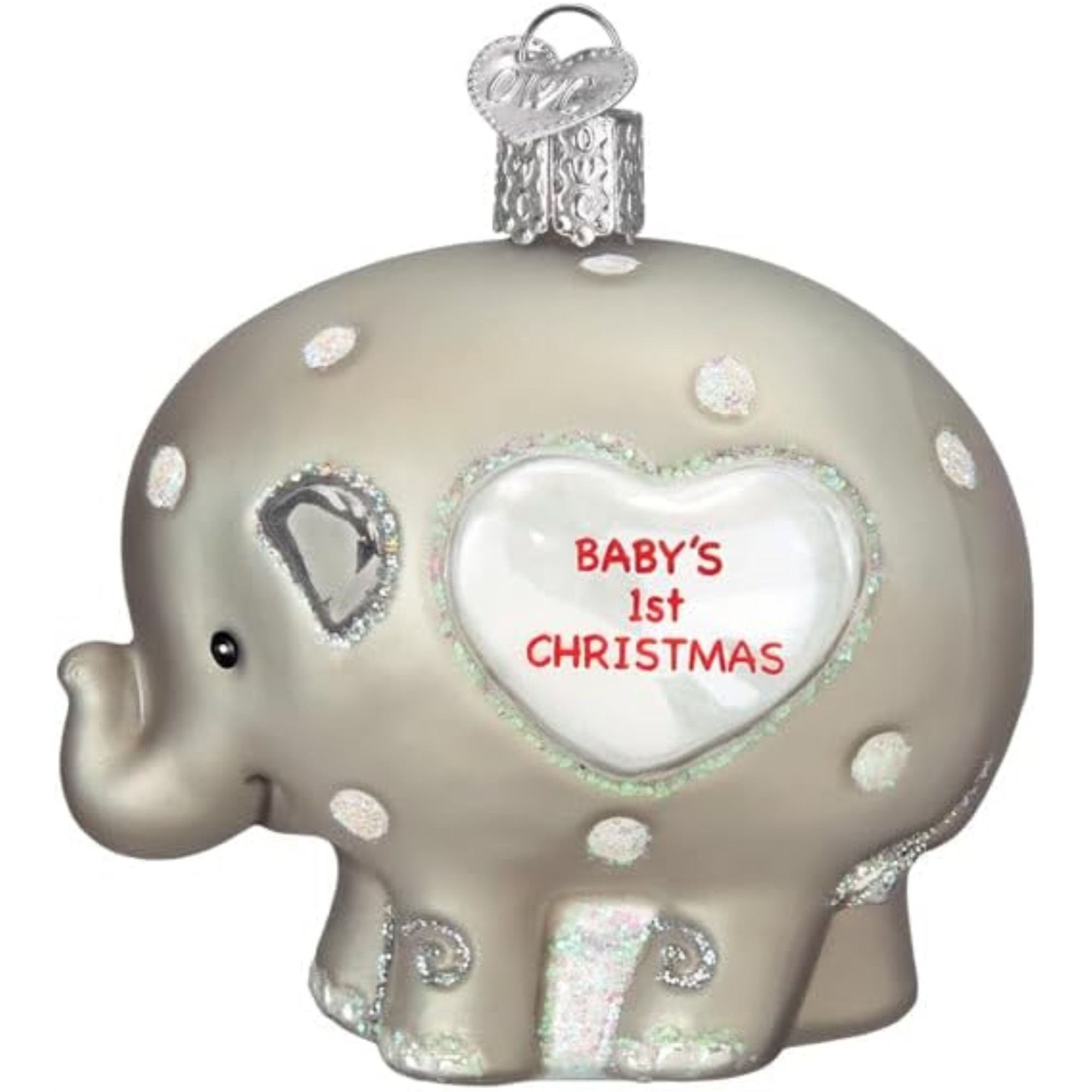 Old World Christmas Blown Glass Ornament for Christmas Tree, Baby's 1st Elephant