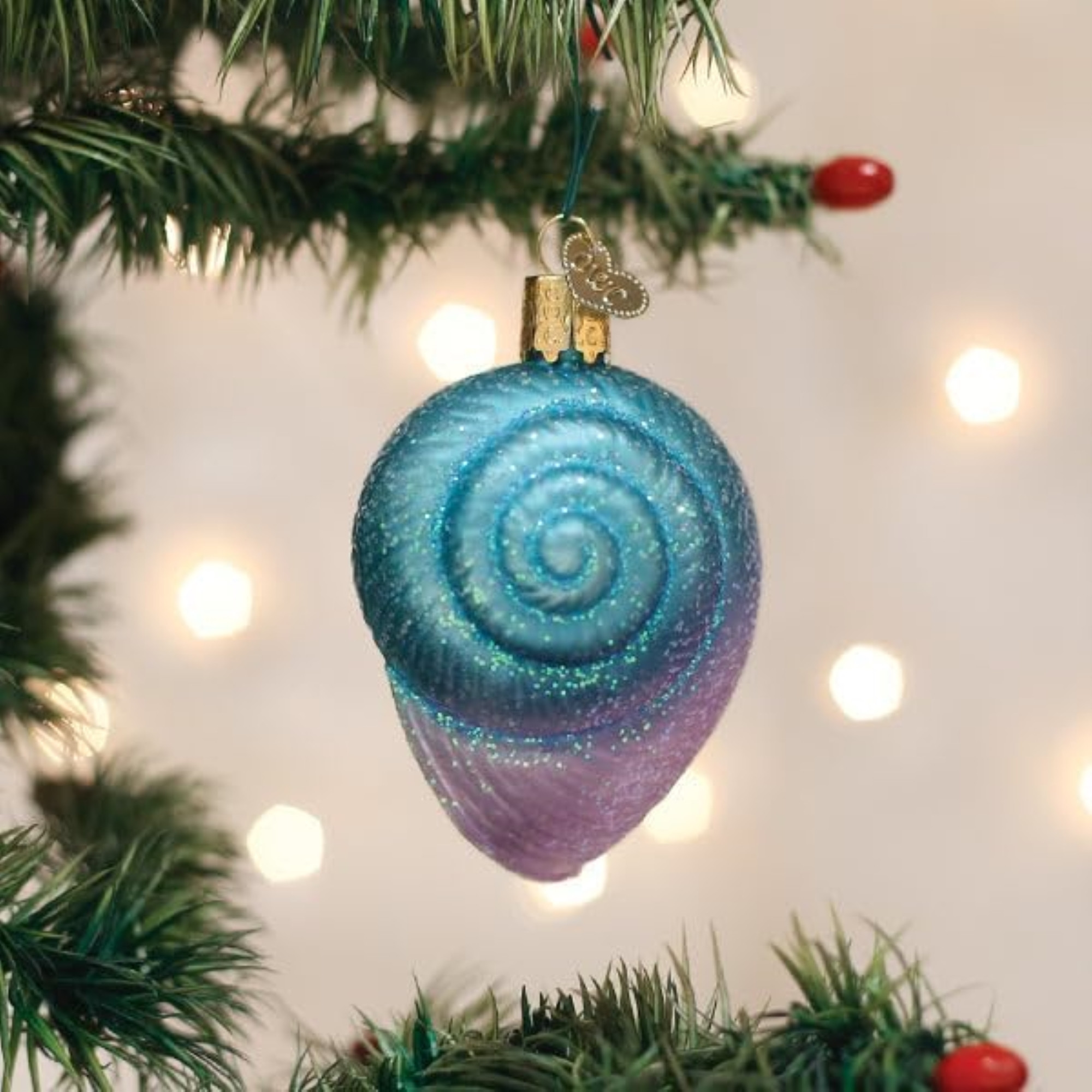Old World Christmas Blown Glass Ornament for Christmas Tree, Fanciful Spiral Shell