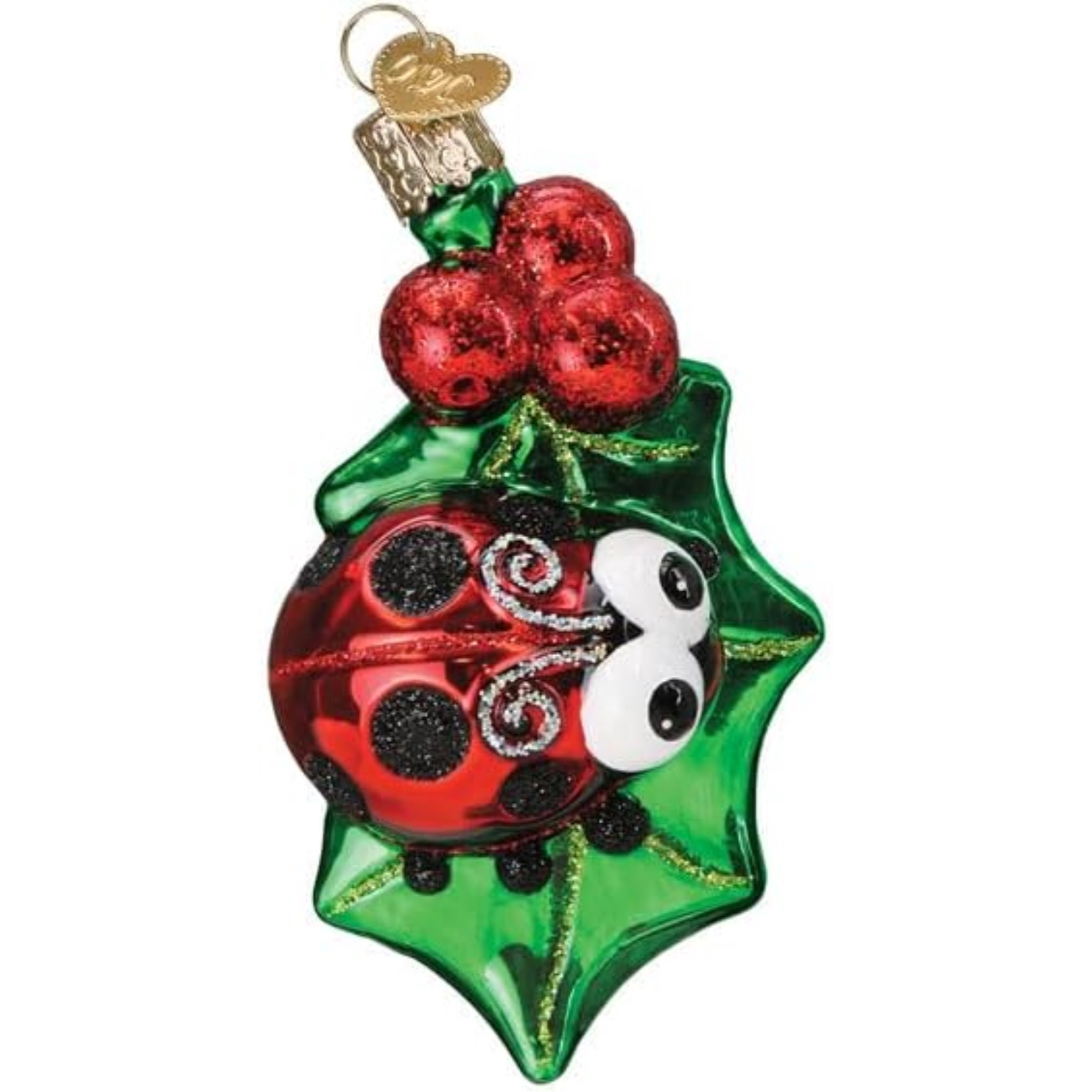 Old World Christmas Blown Glass Ornament for Christmas Tree, Holly Ladybug